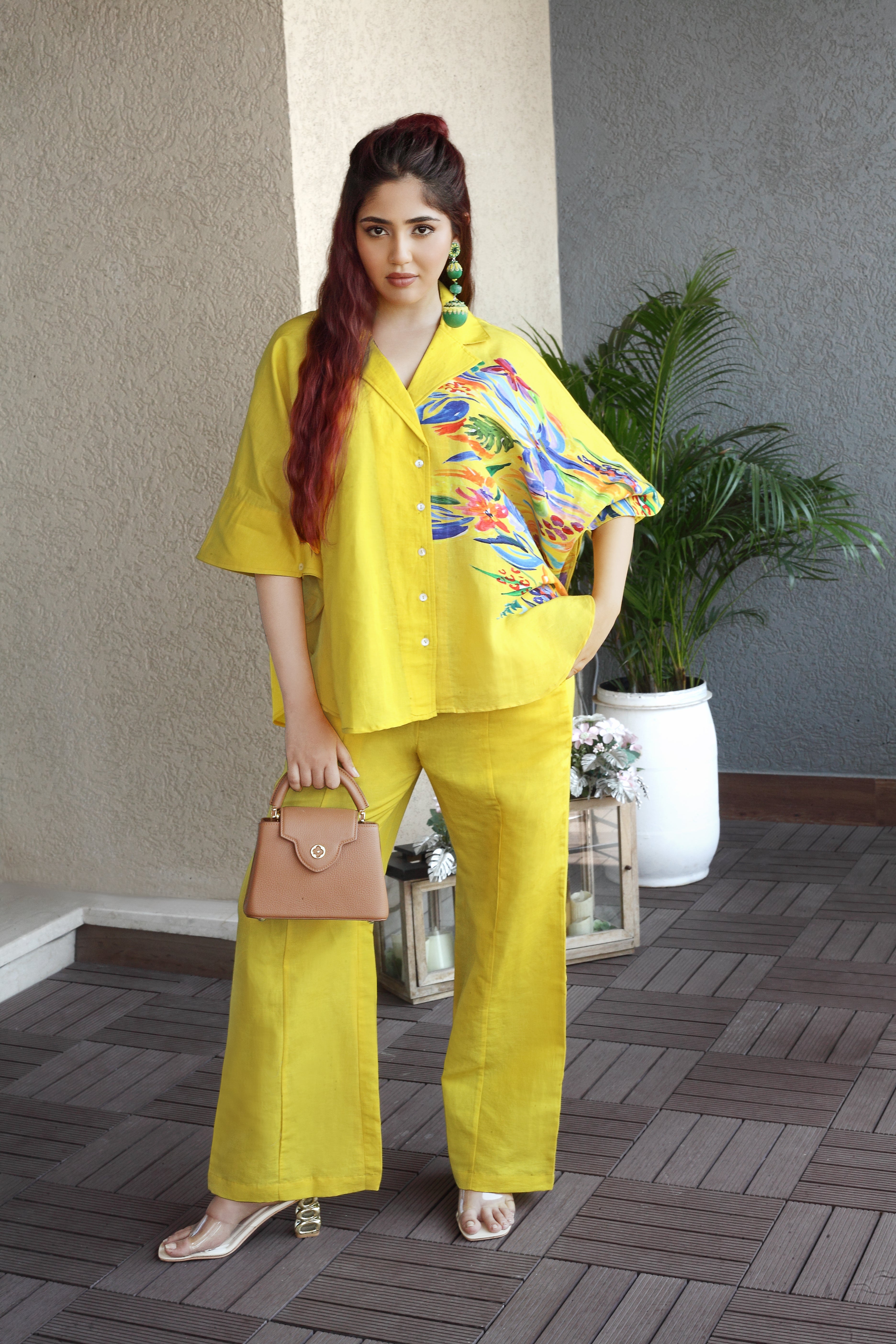 Sunshine Yellow Hand Painted Co-Ord Set