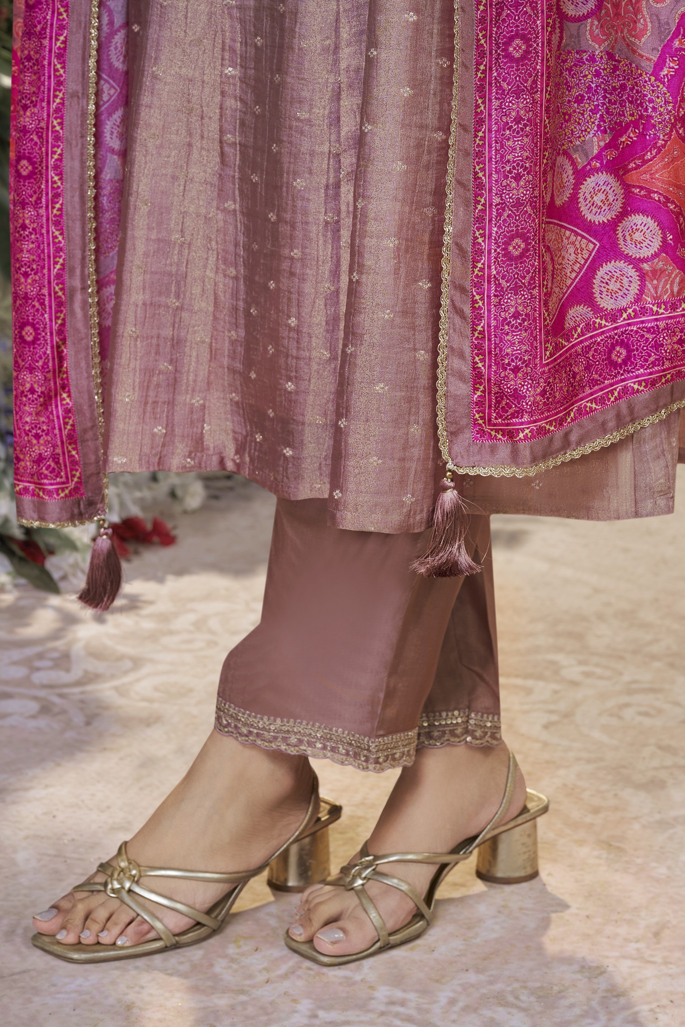 Light Blush Embellished Pants Set