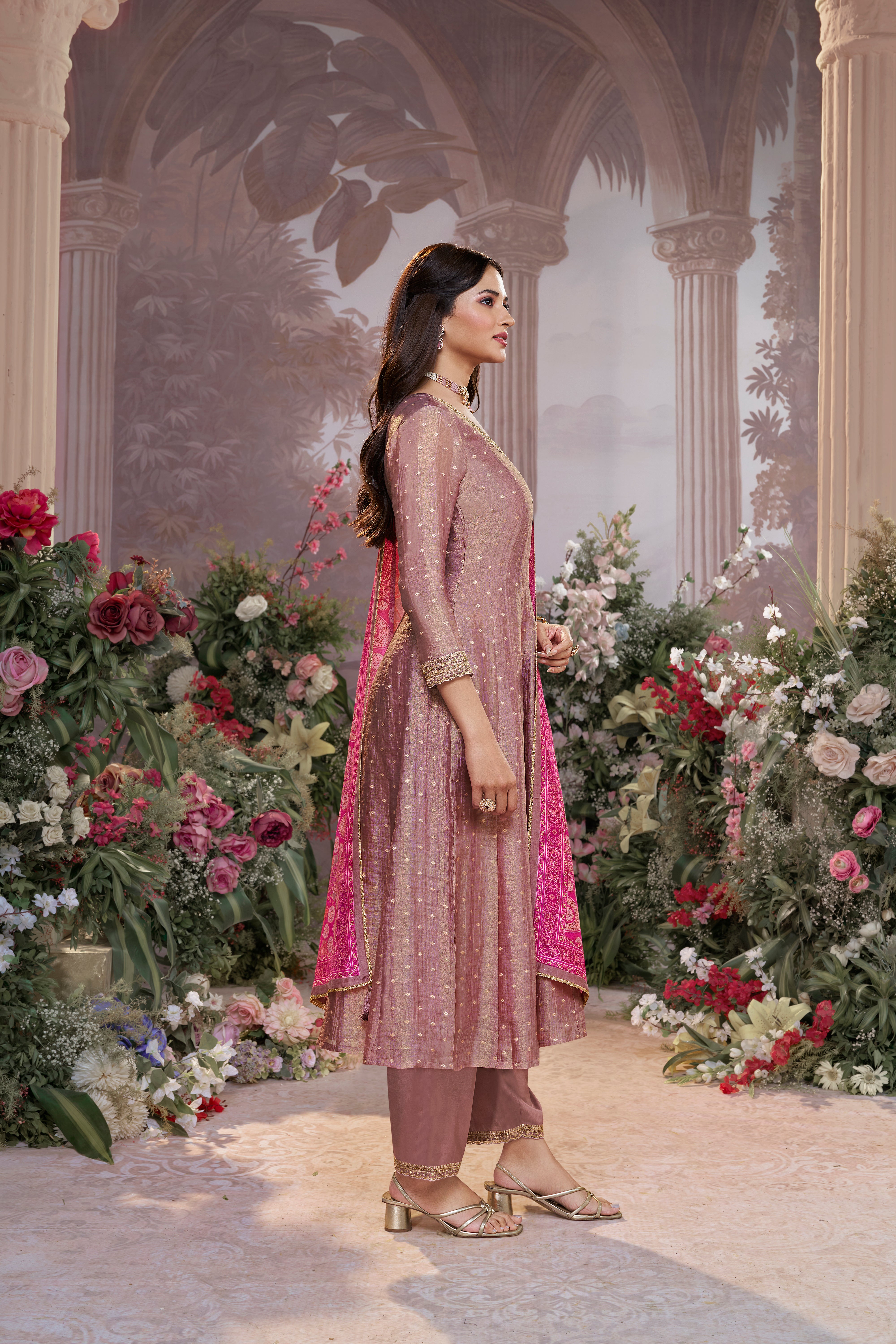 Light Blush Embellished Pants Set