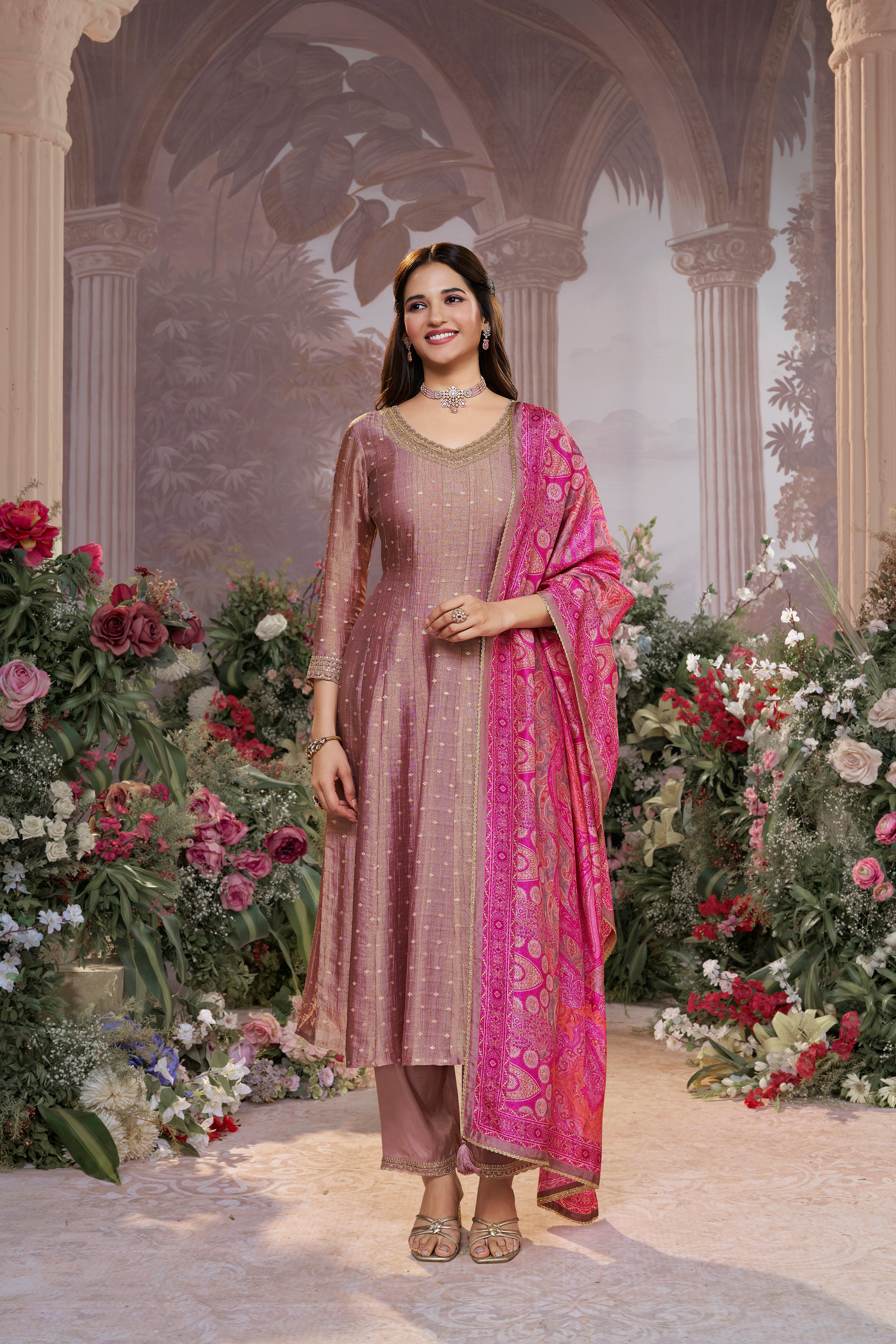 Light Blush Embellished Pants Set