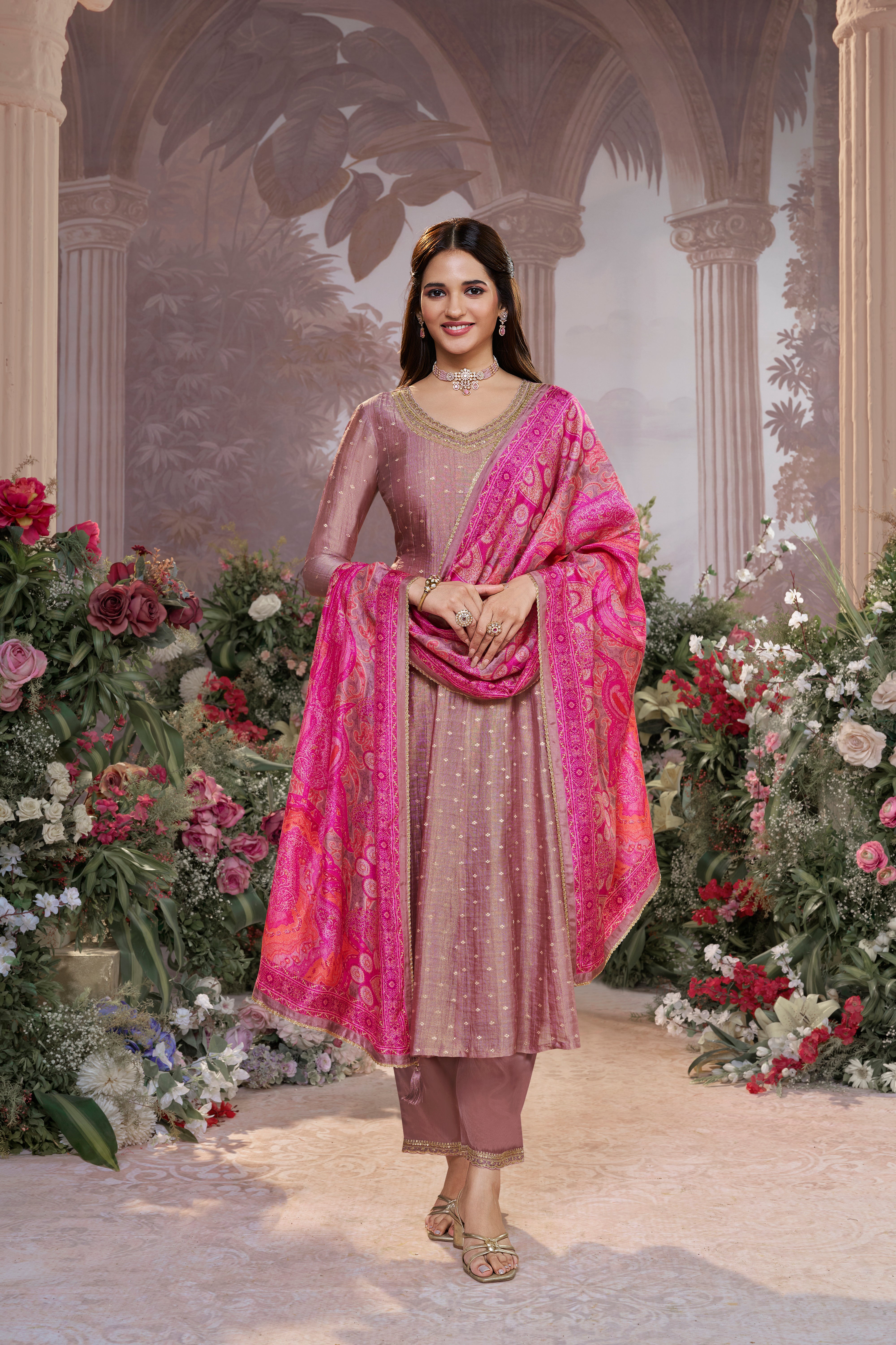 Light Blush Embellished Pants Set