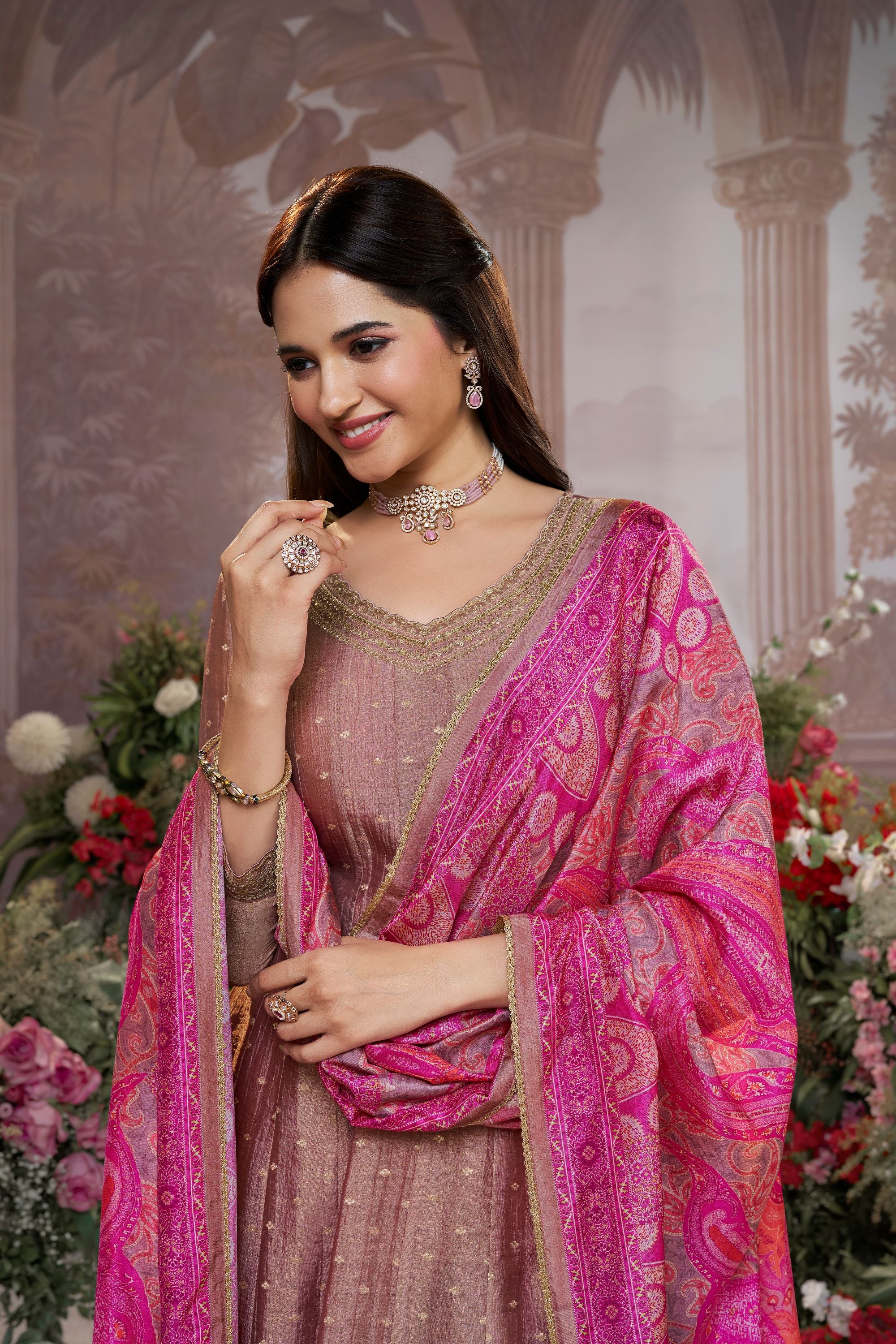 Light Blush Embellished Pants Set