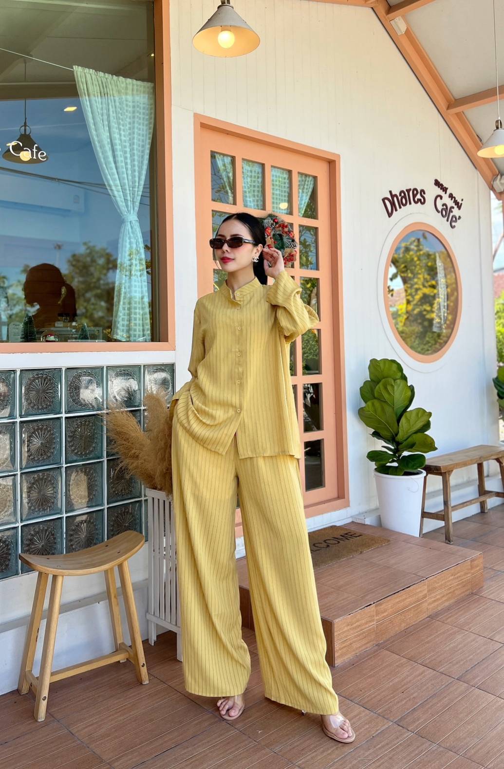 Mustard Yellow Pinstripe Co-Ord Set