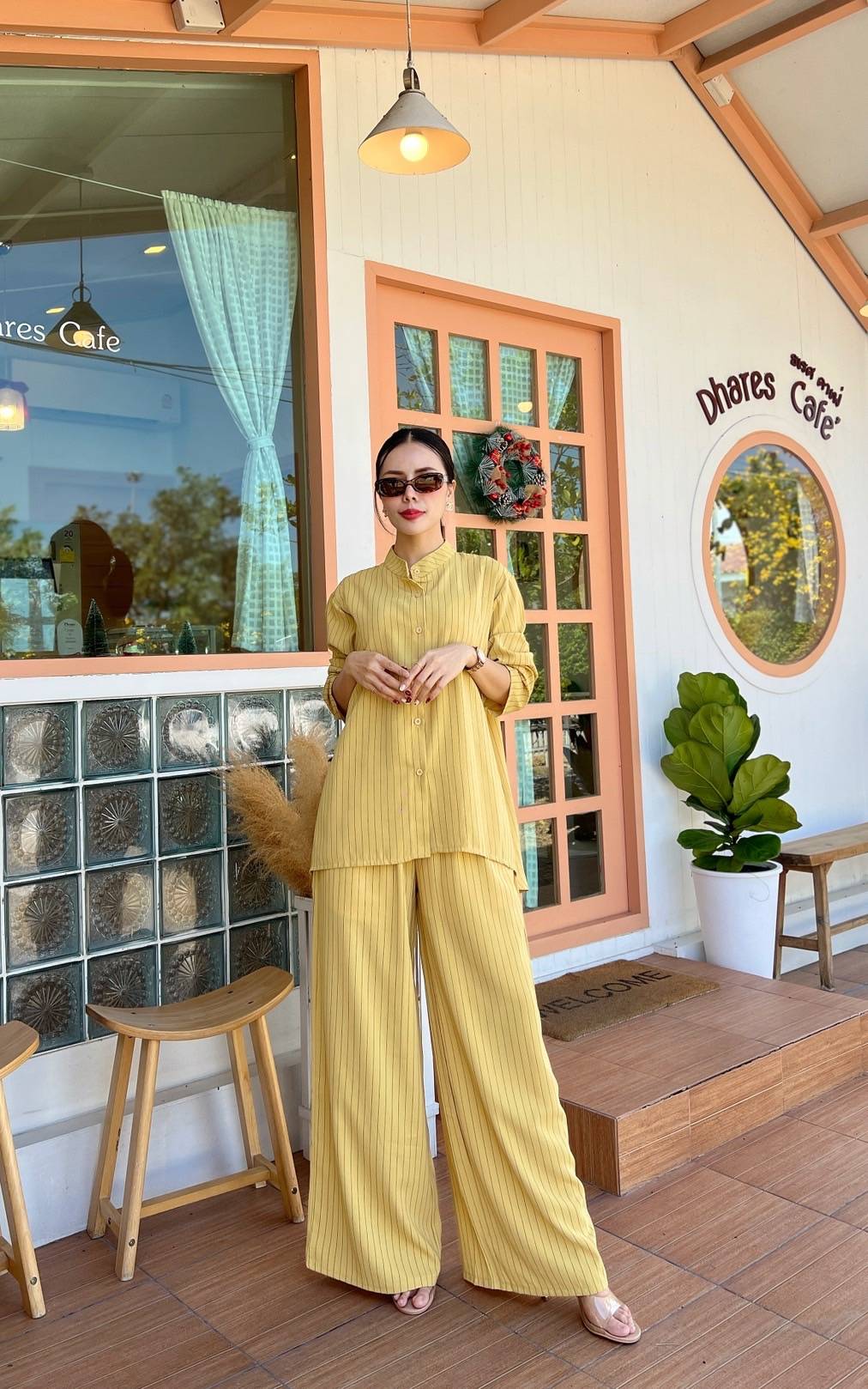 Mustard Yellow Pinstripe Co-Ord Set