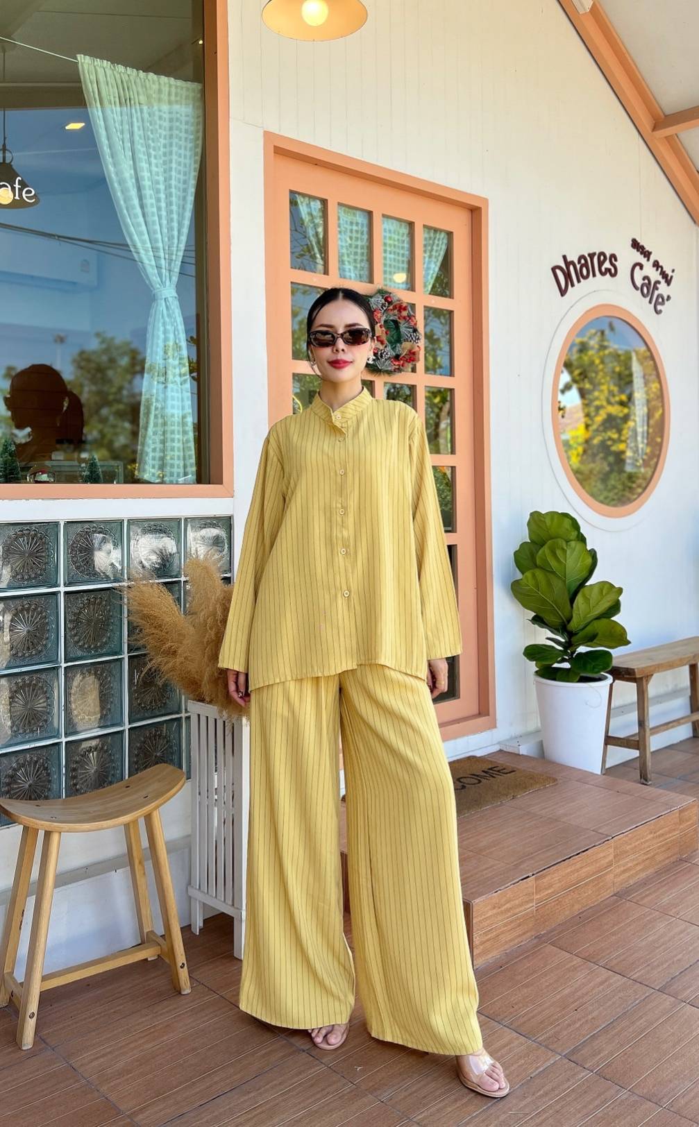 Mustard Yellow Pinstripe Co-Ord Set