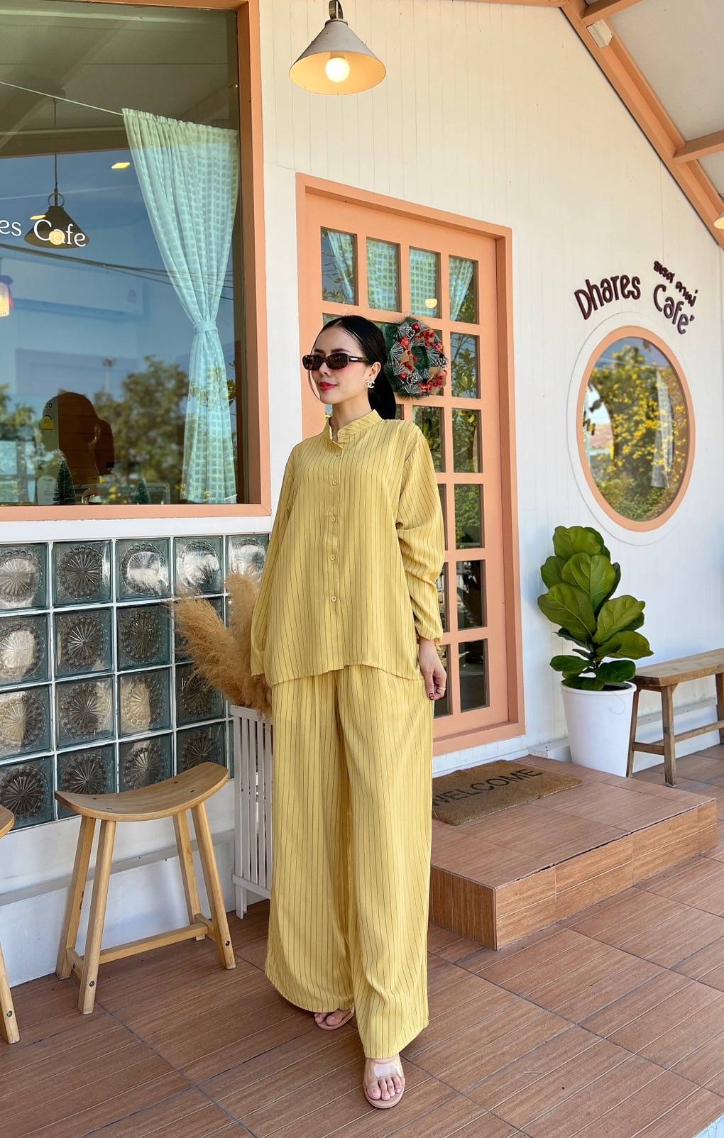 Mustard Yellow Pinstripe Co-Ord Set