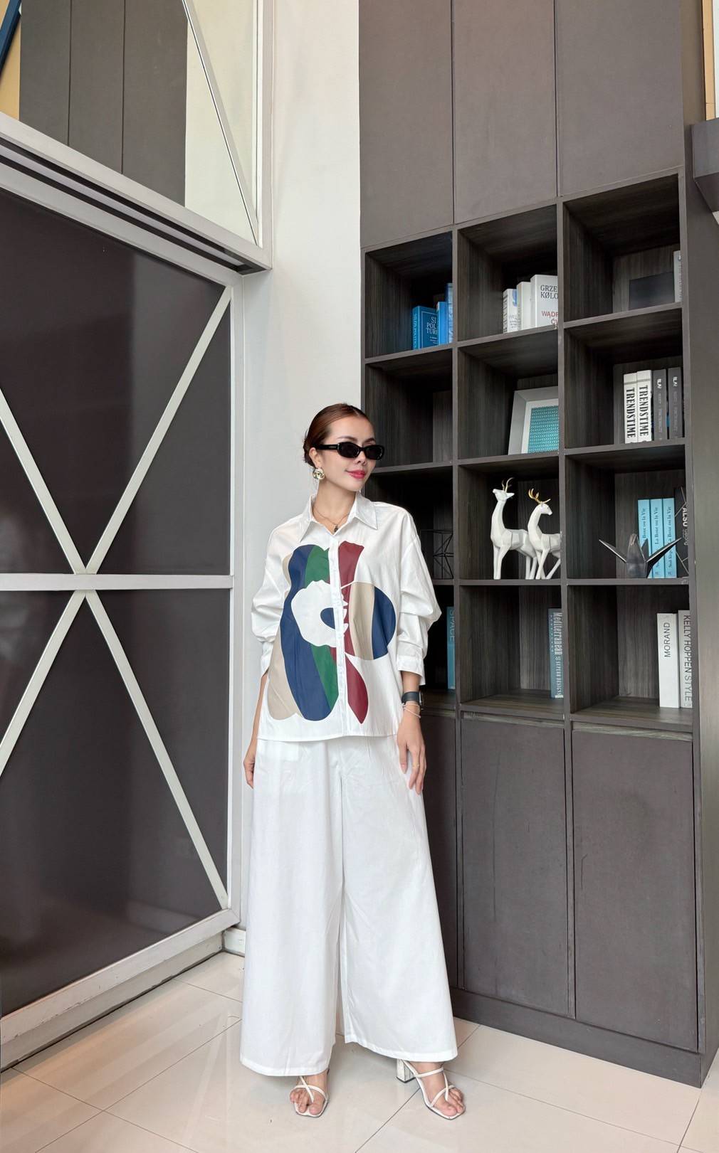Pure White Printed Cotton Twill Co-Ord Set