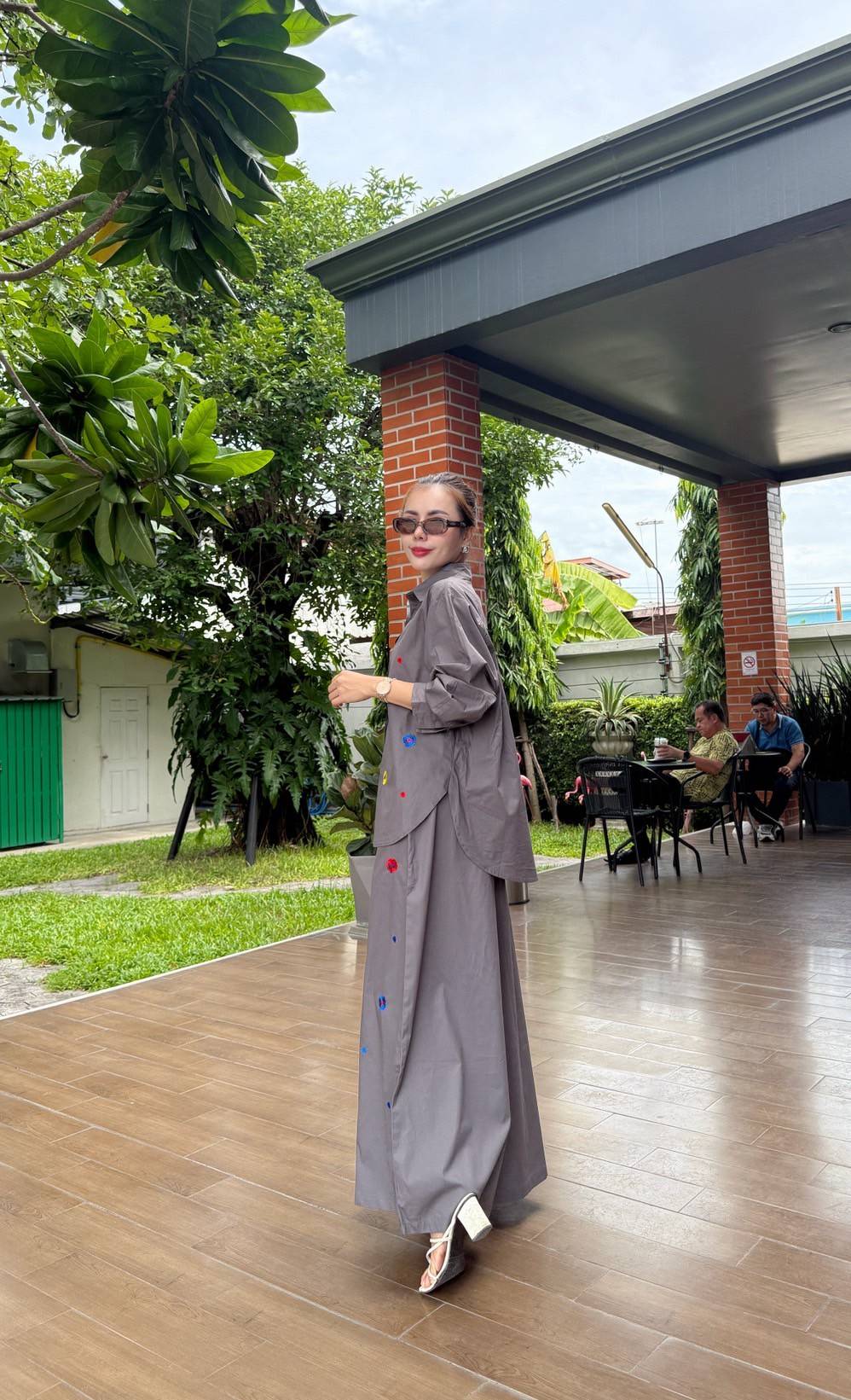 Slate Grey Embroidered Organic Cotton Co-Ord Set