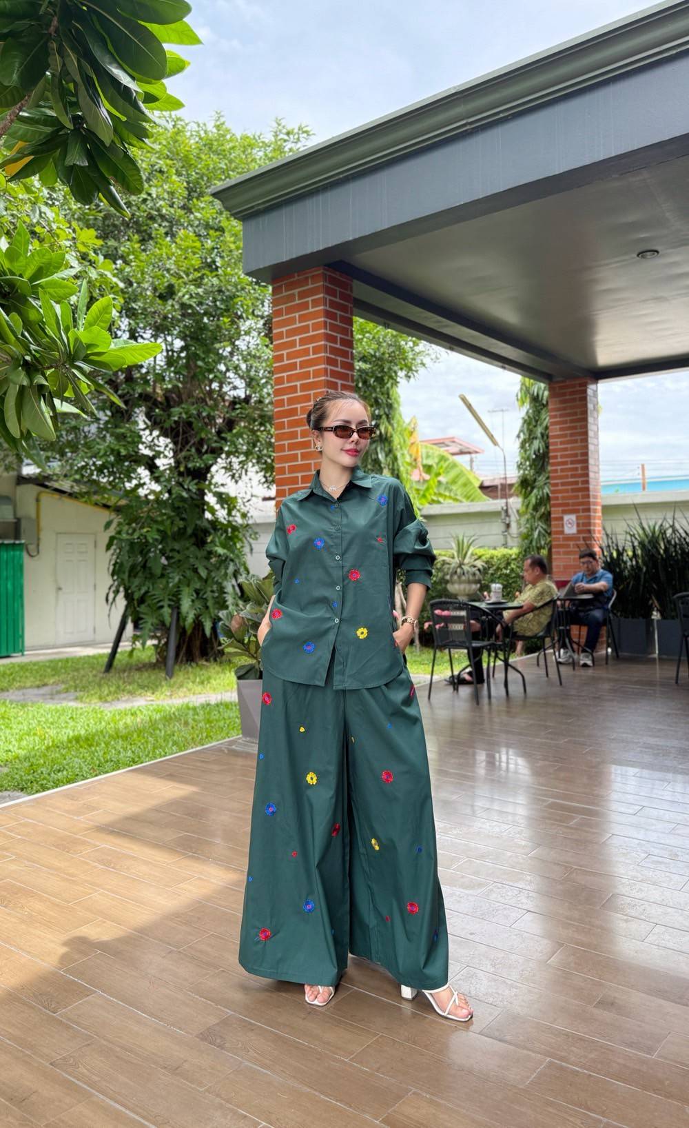 Moss Green Embroidered Organic Cotton Co-Ord Set