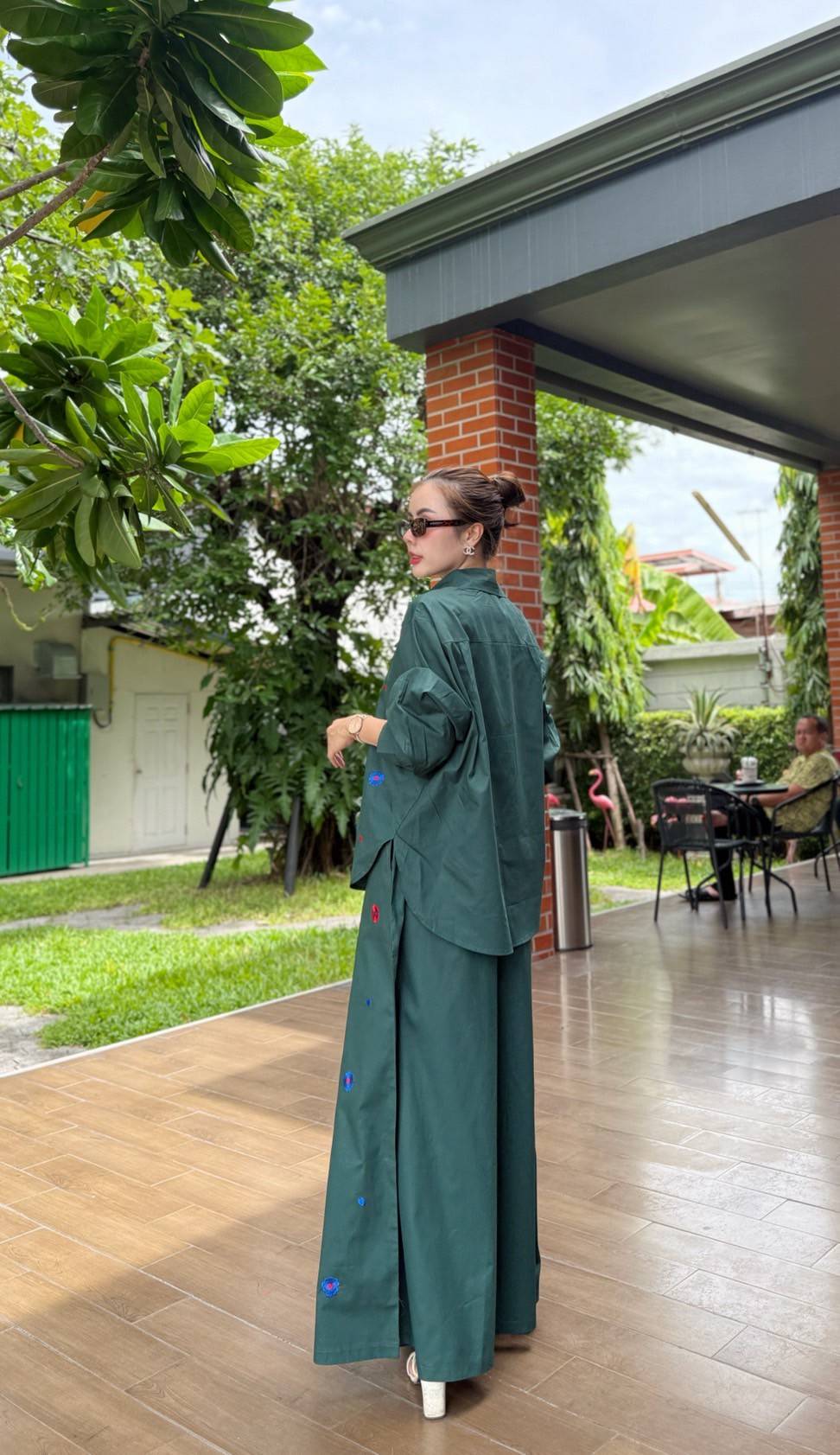 Moss Green Embroidered Organic Cotton Co-Ord Set