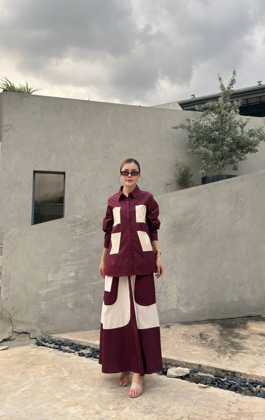 Wine Printed Organic Cotton Co-Ord Set