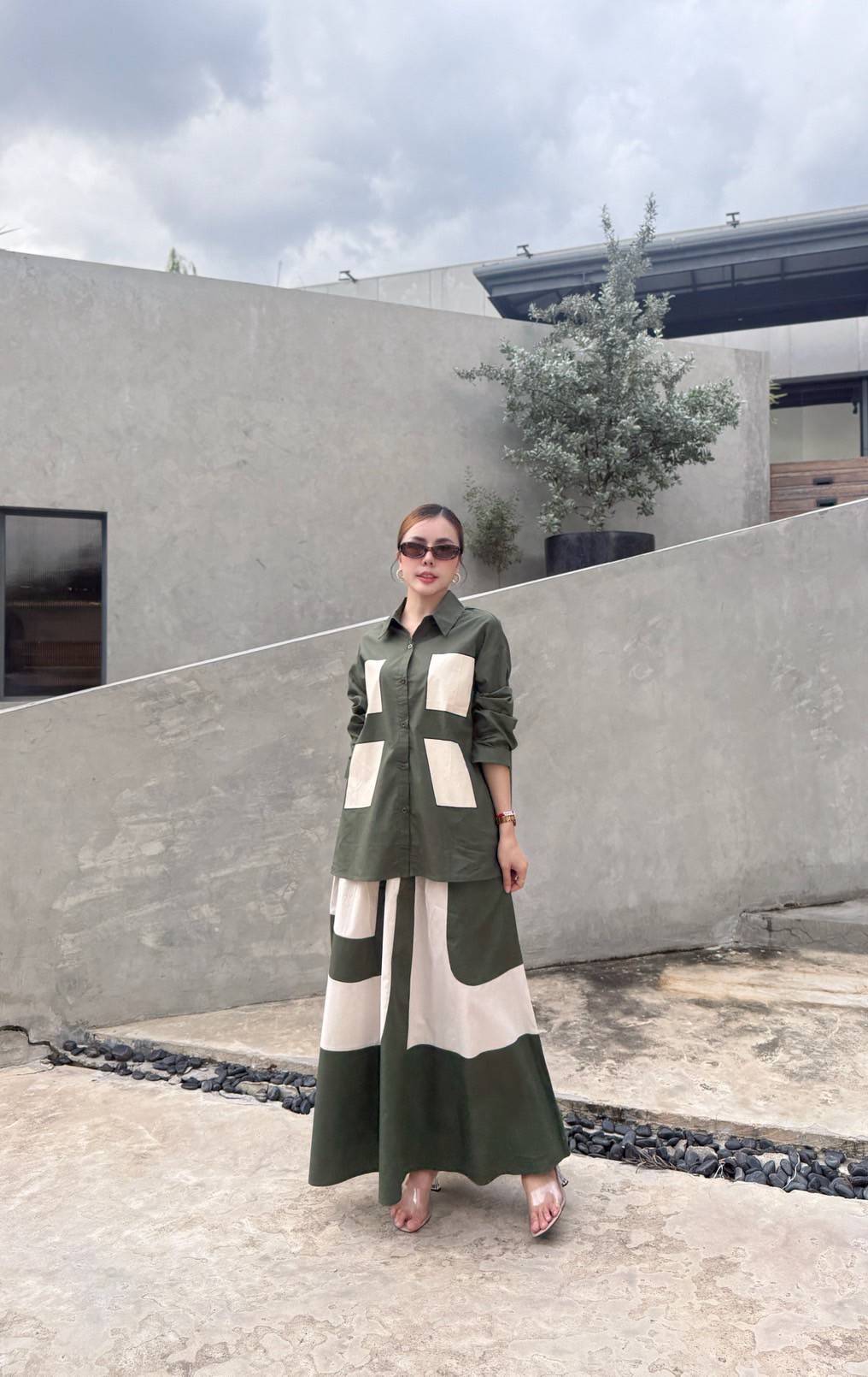 Olive Green Printed Organic Cotton Co-Ord Set