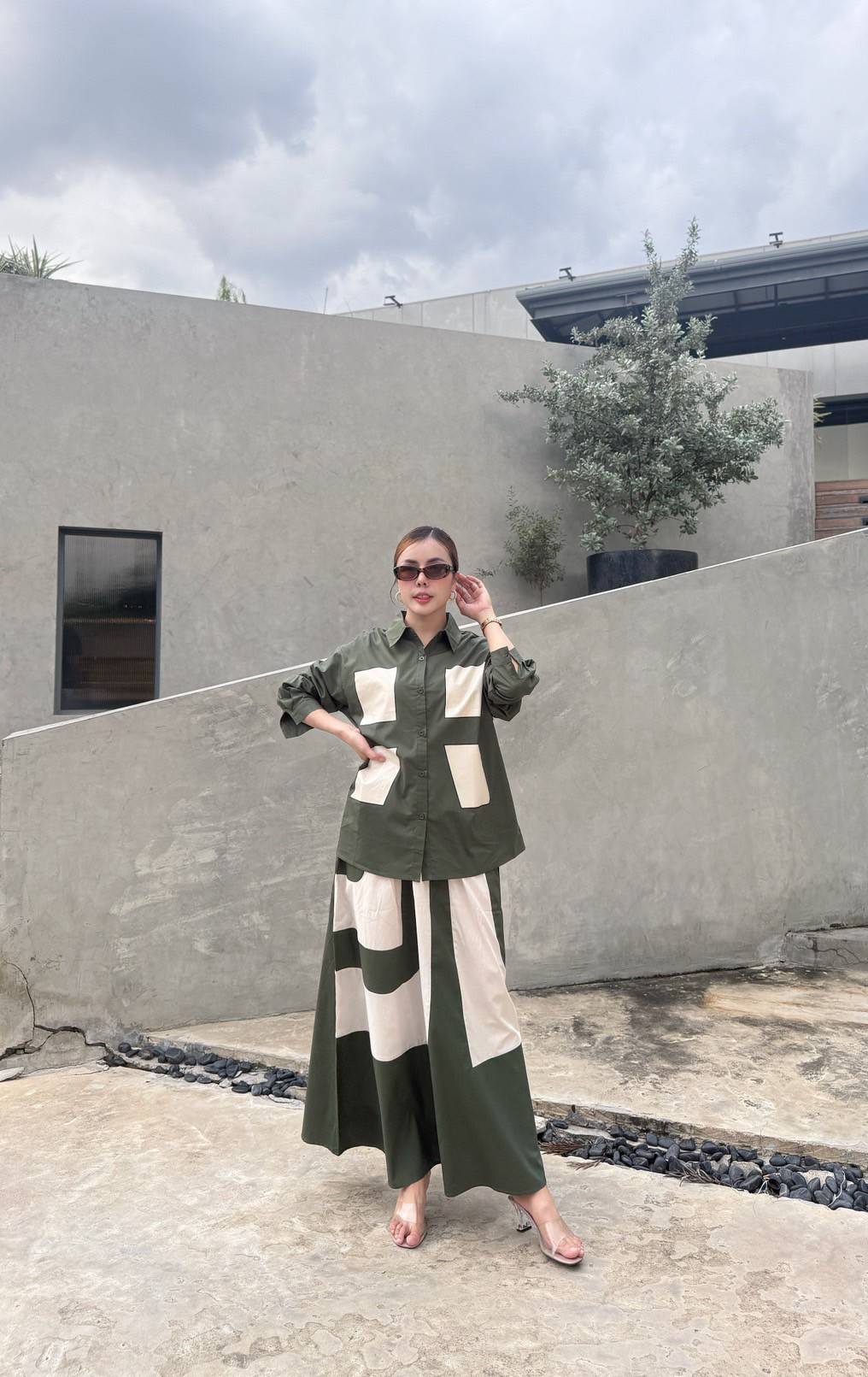 Olive Green Printed Organic Cotton Co-Ord Set