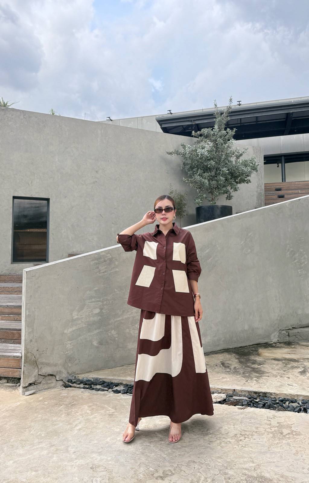 Chocolate Brown Printed Organic Cotton Co-Ord Set