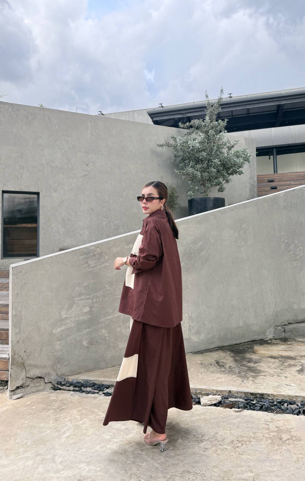 Chocolate Brown Printed Organic Cotton Co-Ord Set