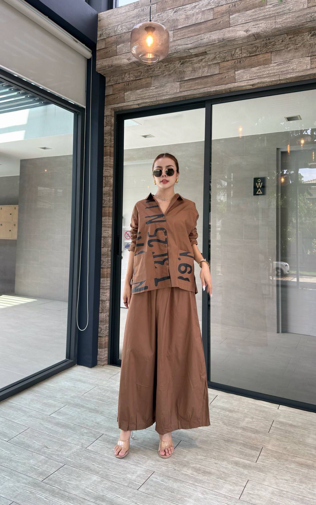 Rich Brown Printed Organic Cotton Co-Ord Set