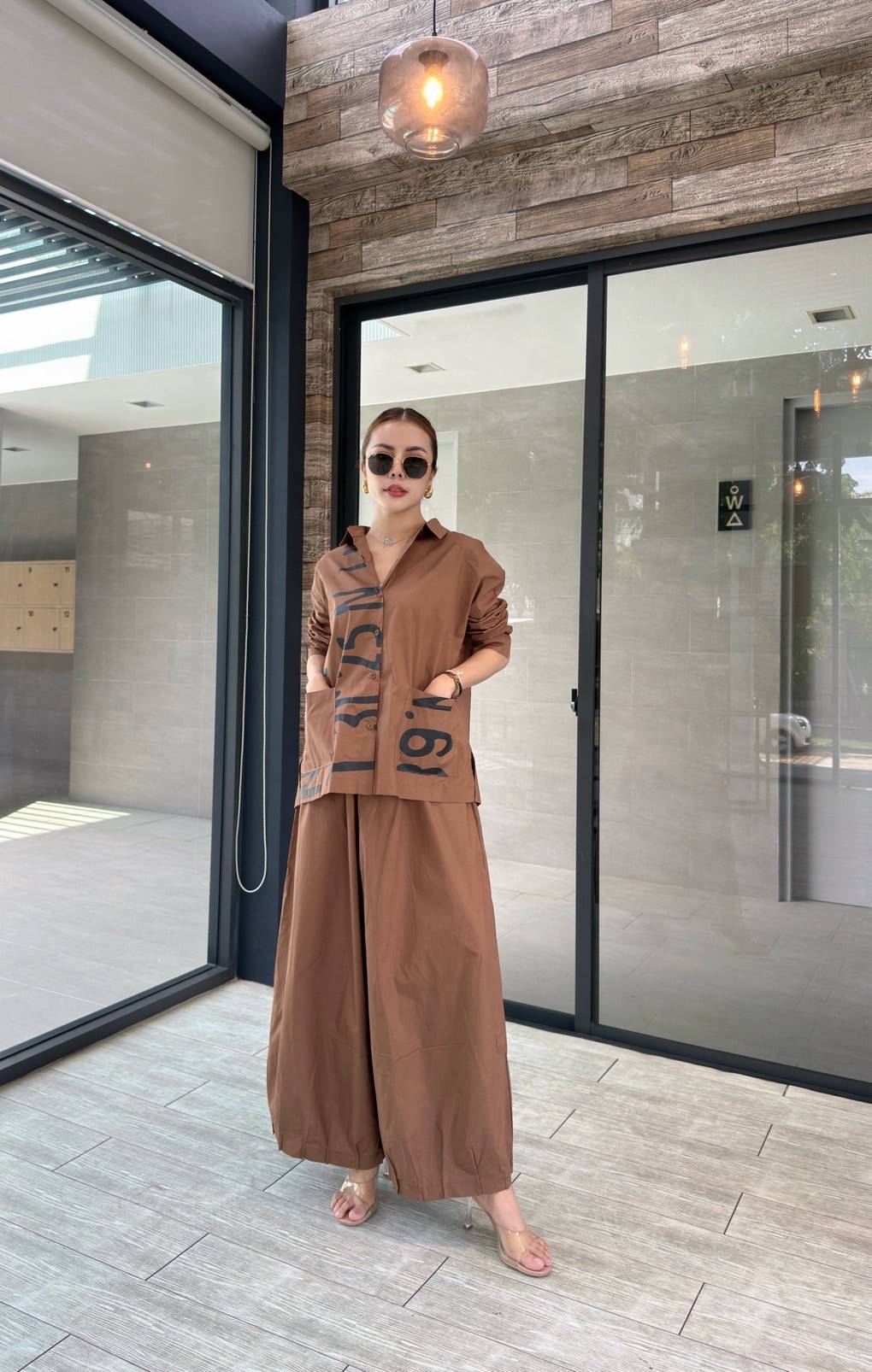 Rich Brown Printed Organic Cotton Co-Ord Set