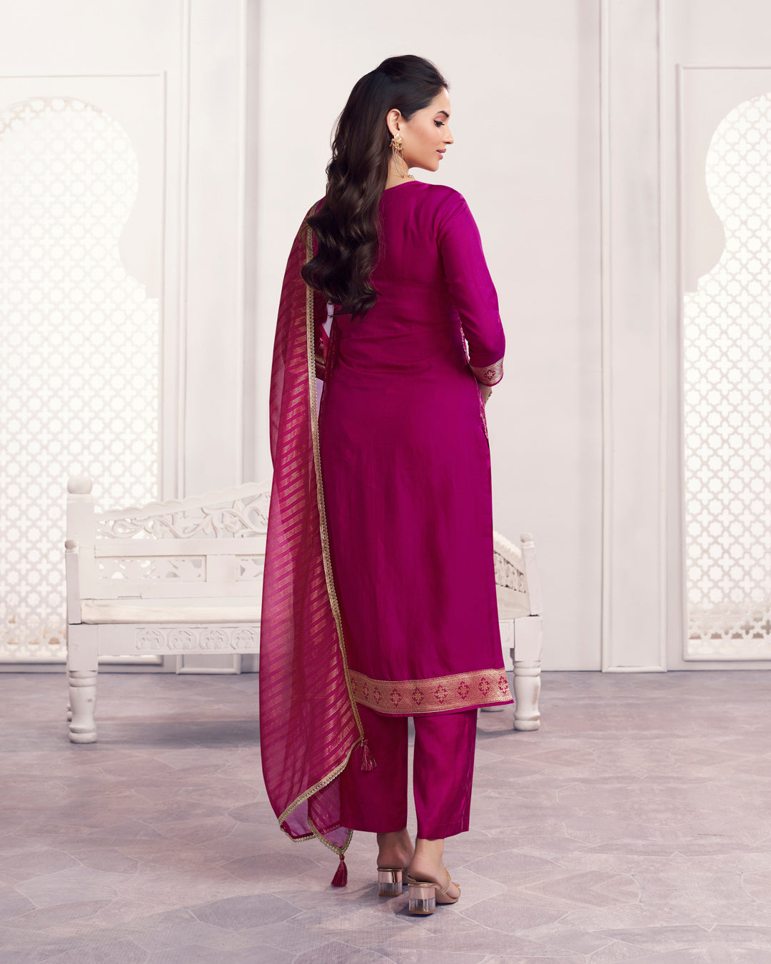 Rani Glow Embellished Chiniya Silk Pant Set