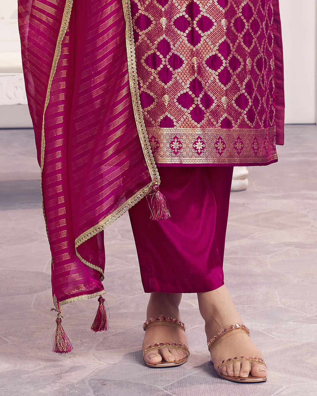 Rani Glow Embellished Chiniya Silk Pant Set