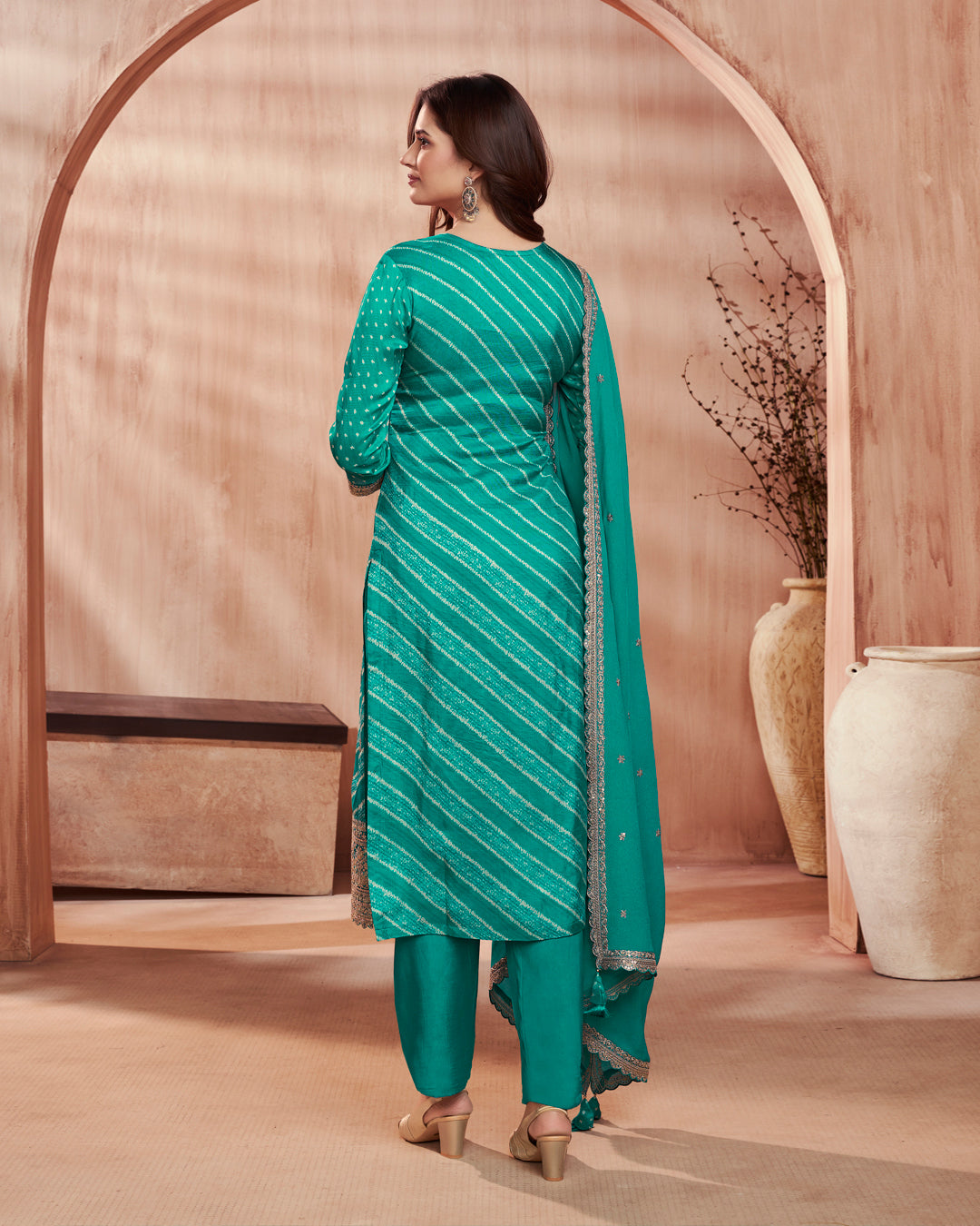 Panna Grace Embellished Dola Silk Pant Set