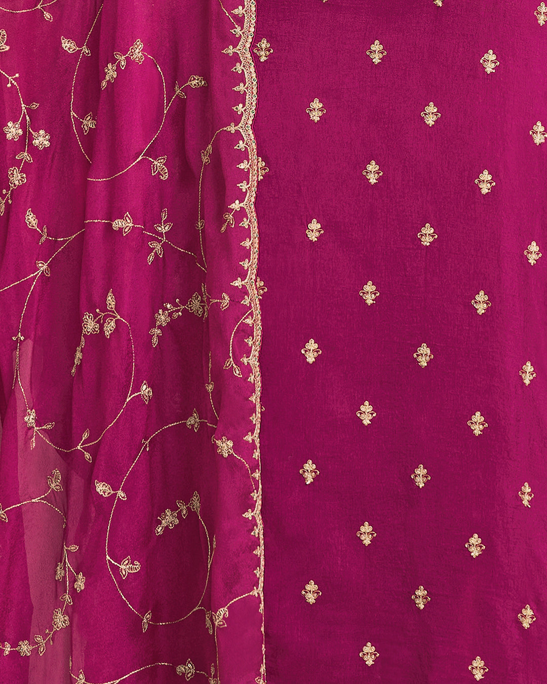 Magenta Muse Embellished Dola Silk Pant Set