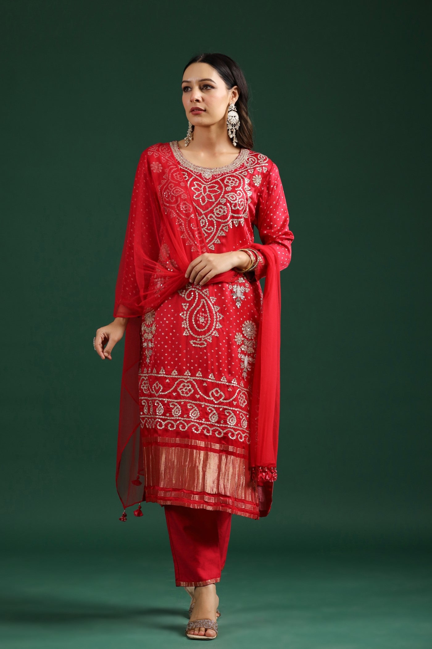 Red Silk Kurta Set