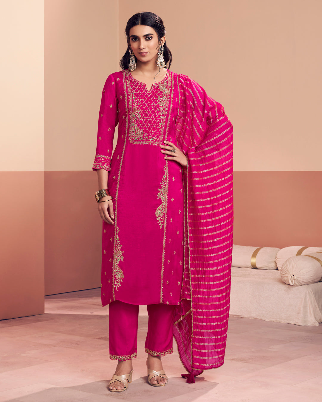 Rani Grace Embellished Dola Silk Pant Set