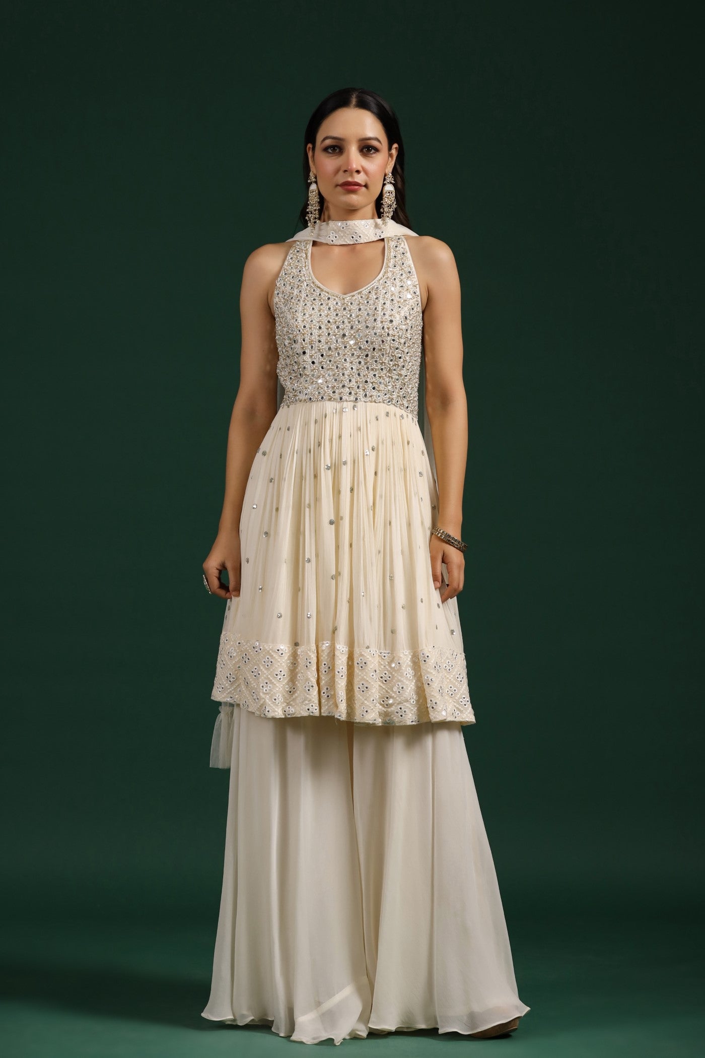 Ivory Embellished Palazzo Set