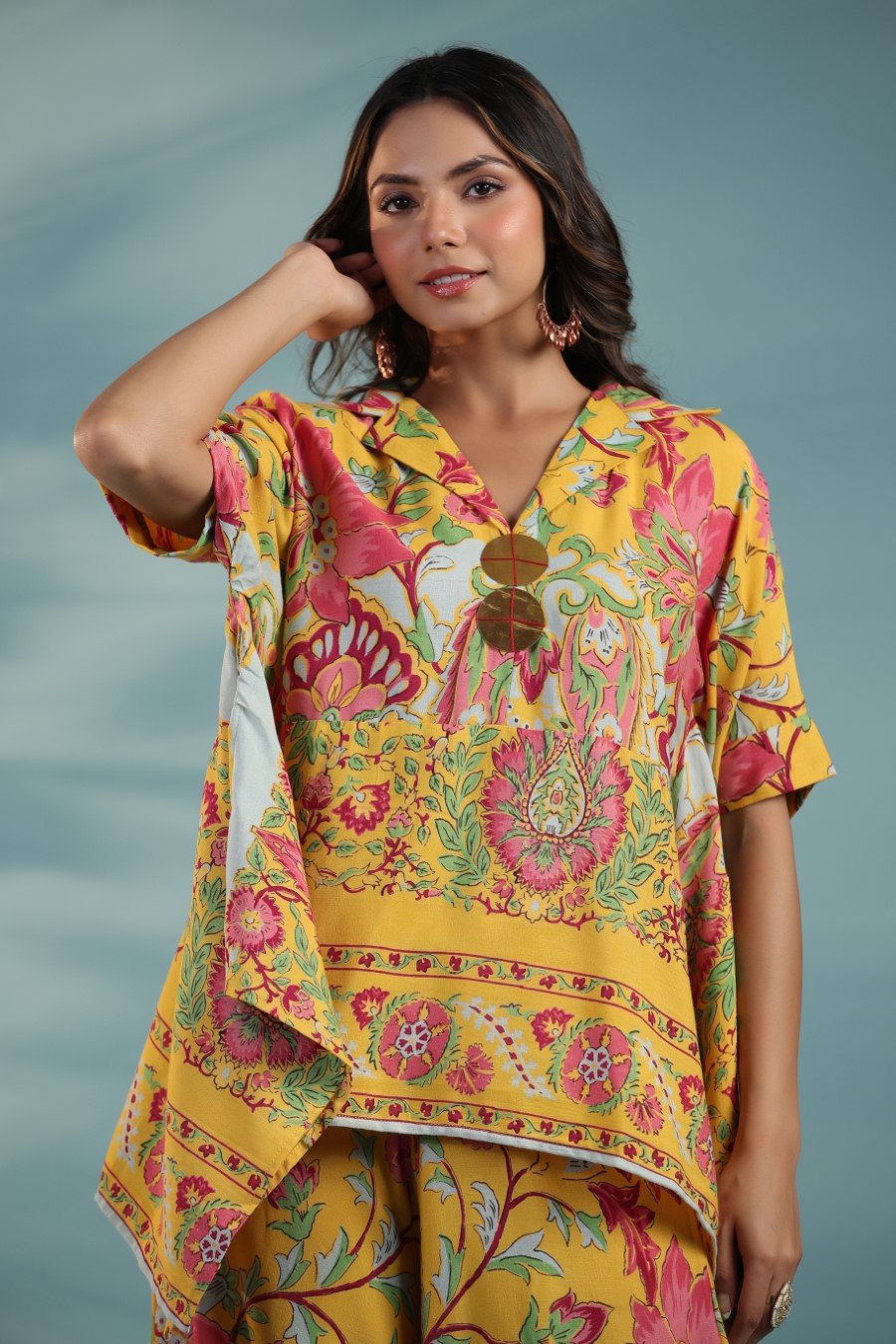 Yellow Printed Asymmetrical Co-Ord Sets