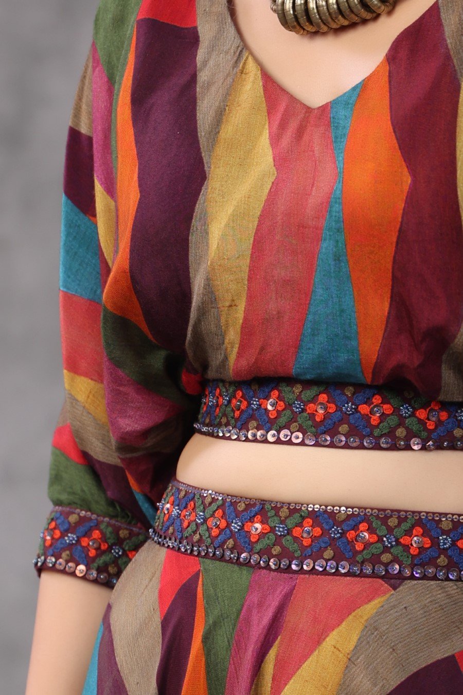 Colourful Printed Crop Top with Palazzo Pant