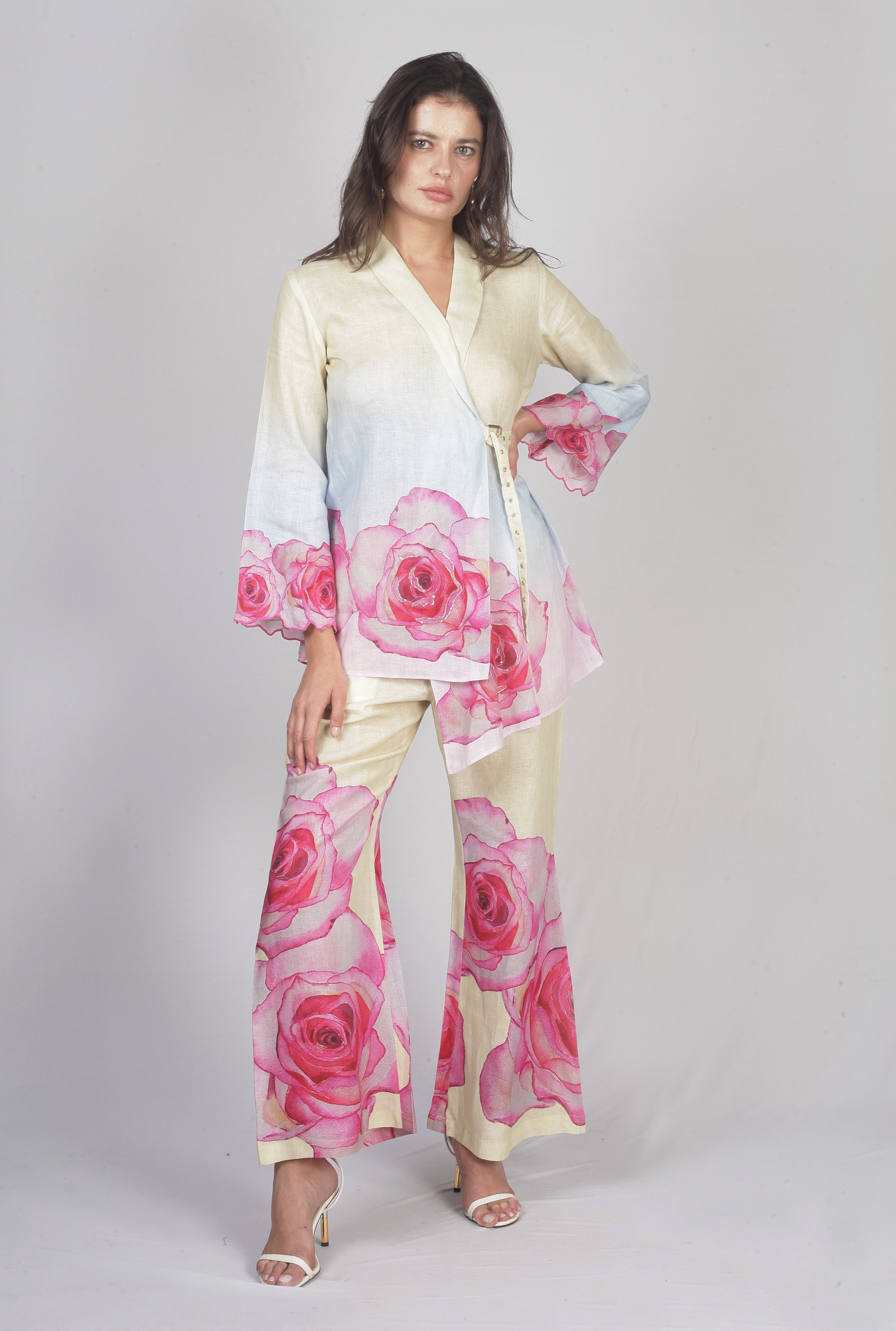 Celestial Rose Ombré Printed Linen Co-Ord Set