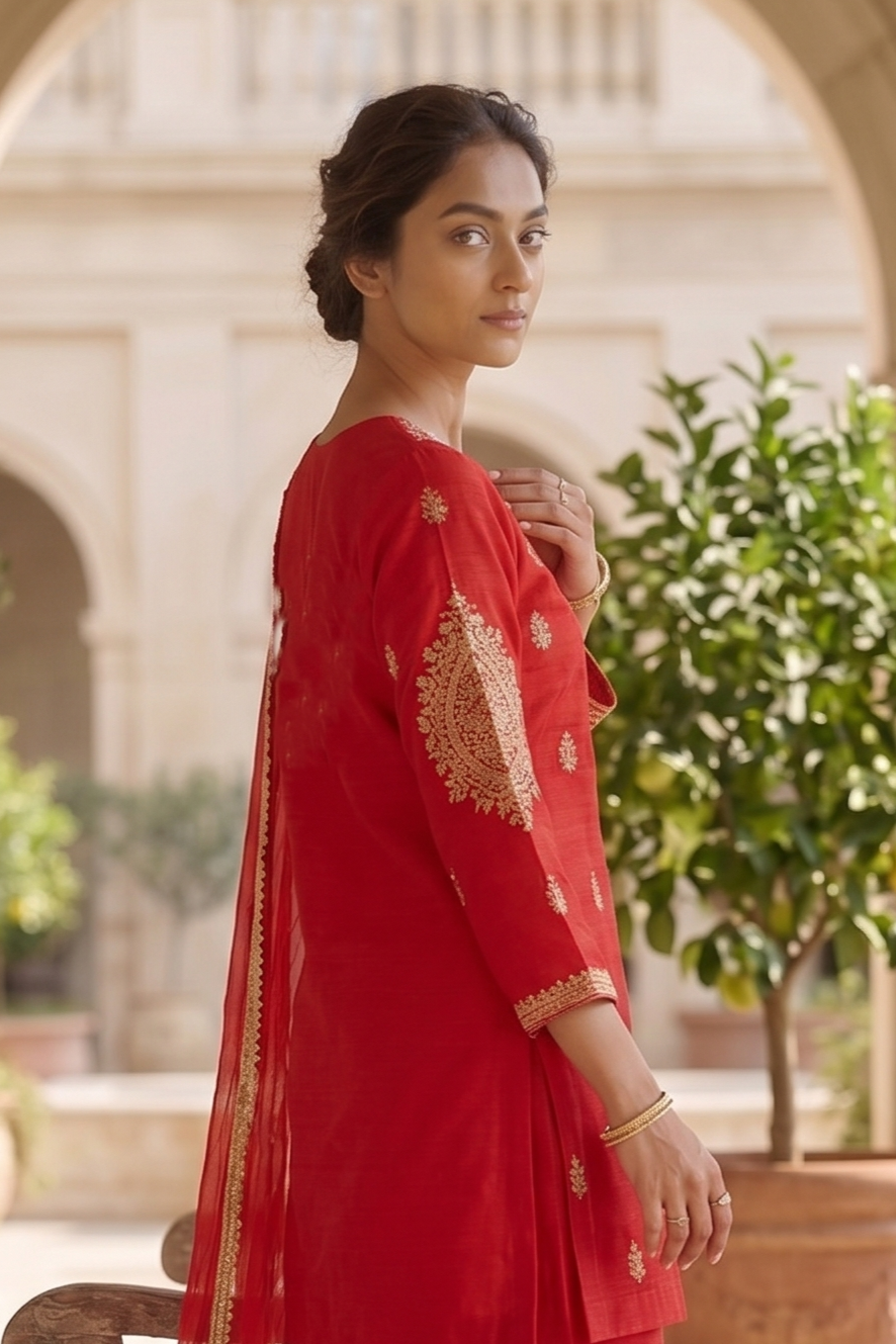 Crimson Aura Palazzo Set