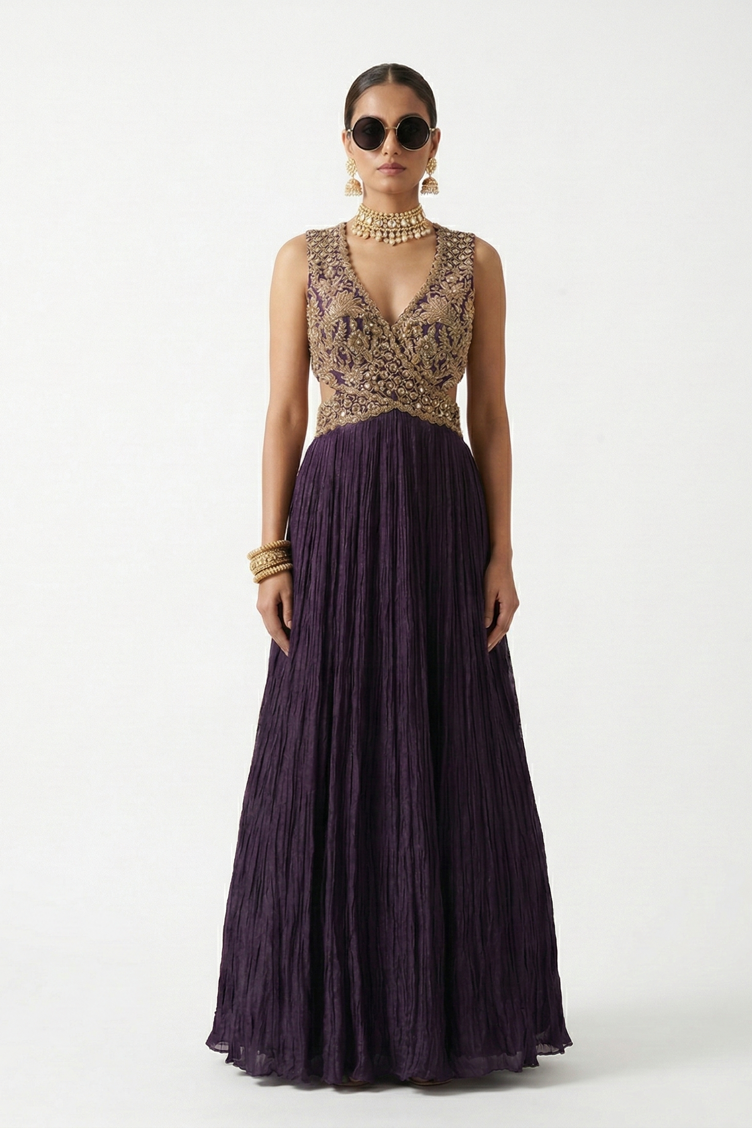 Blackberry Purple Embellished Premium Silk Gown