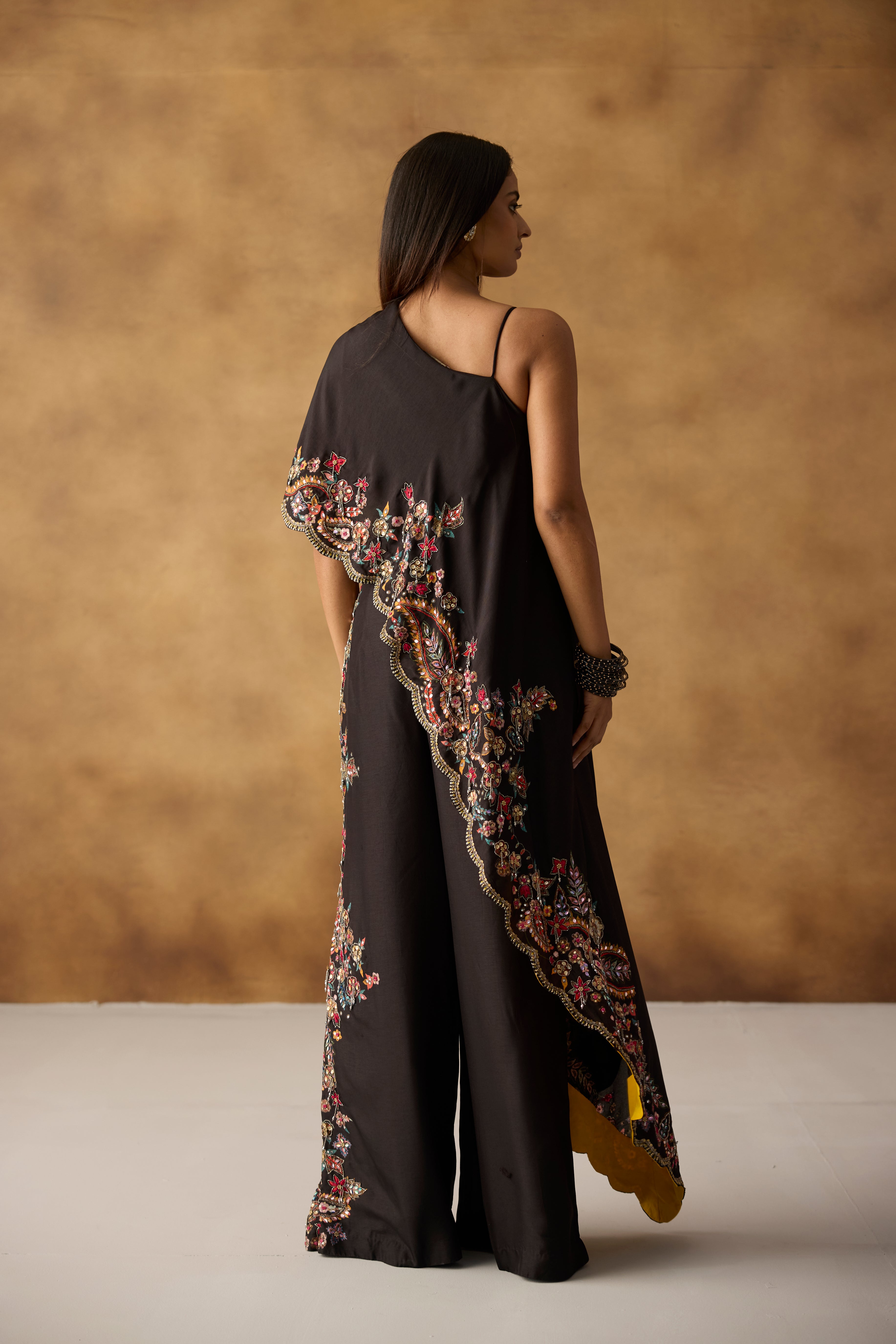 Classic Black Embellished Chanderi Silk Co-Ord Set