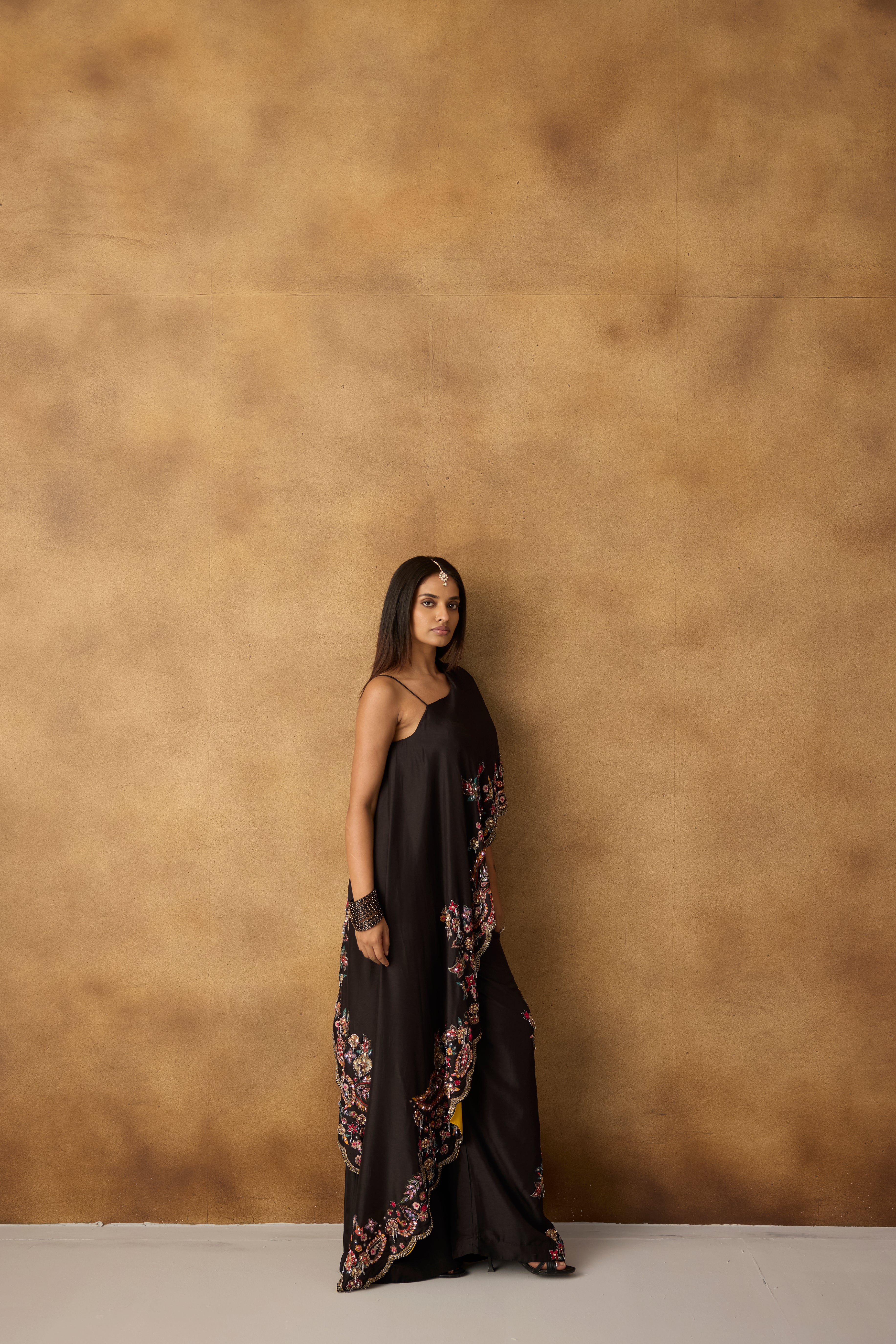Classic Black Embellished Chanderi Silk Co-Ord Set