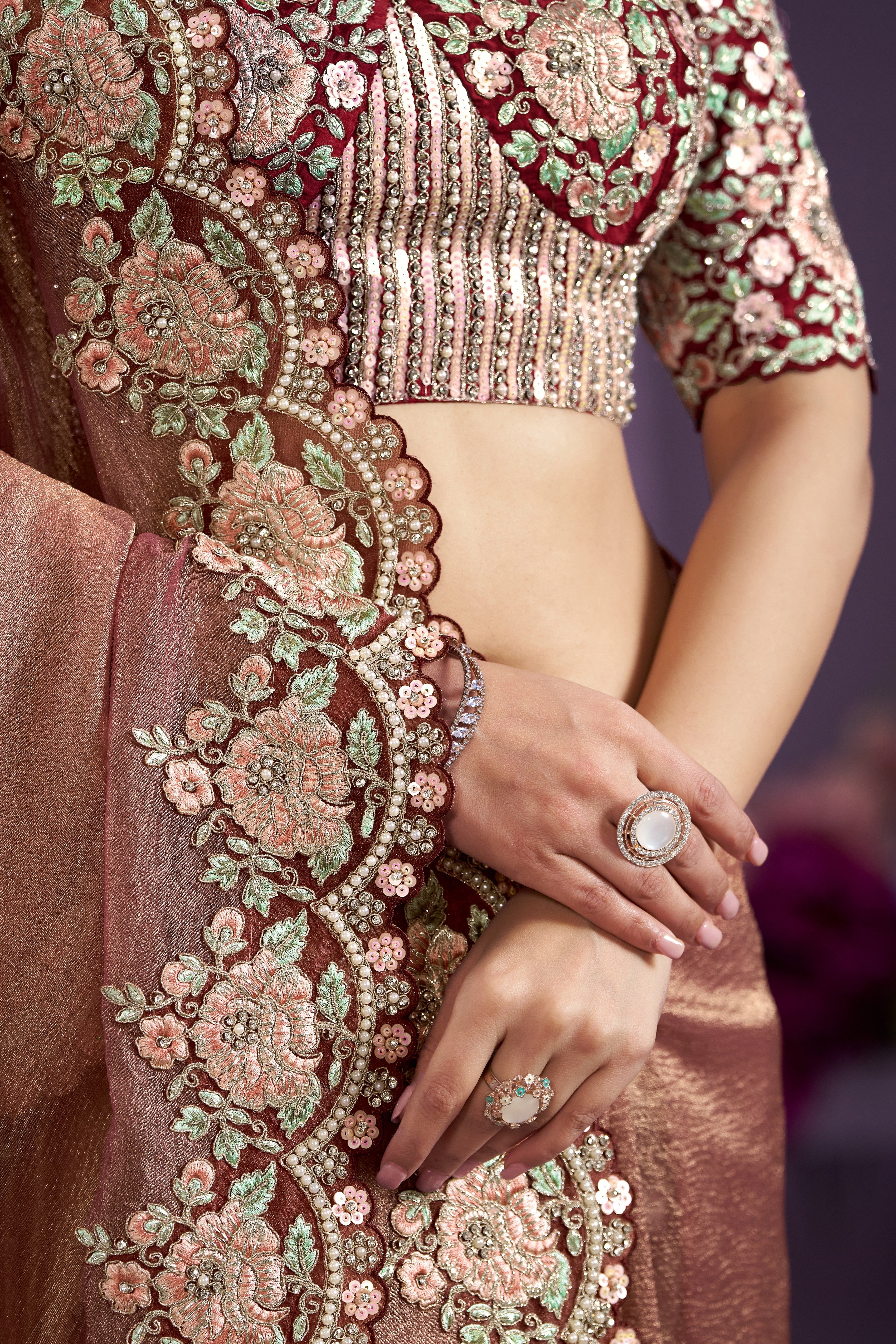 Copper Pure Banarasi Crush Silk Saree