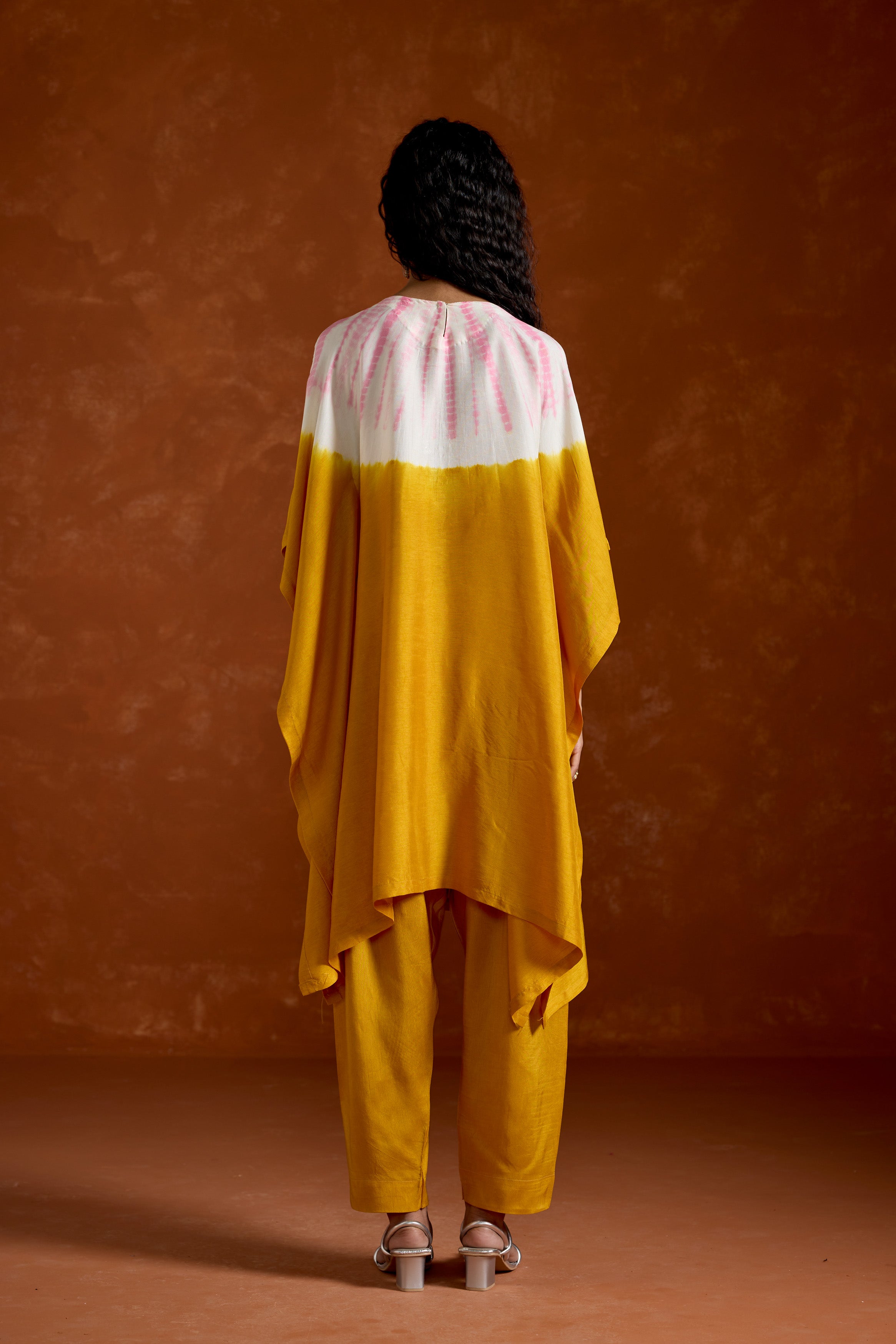 Mustard Yellow Embellished Premium Silk Kaftan Set