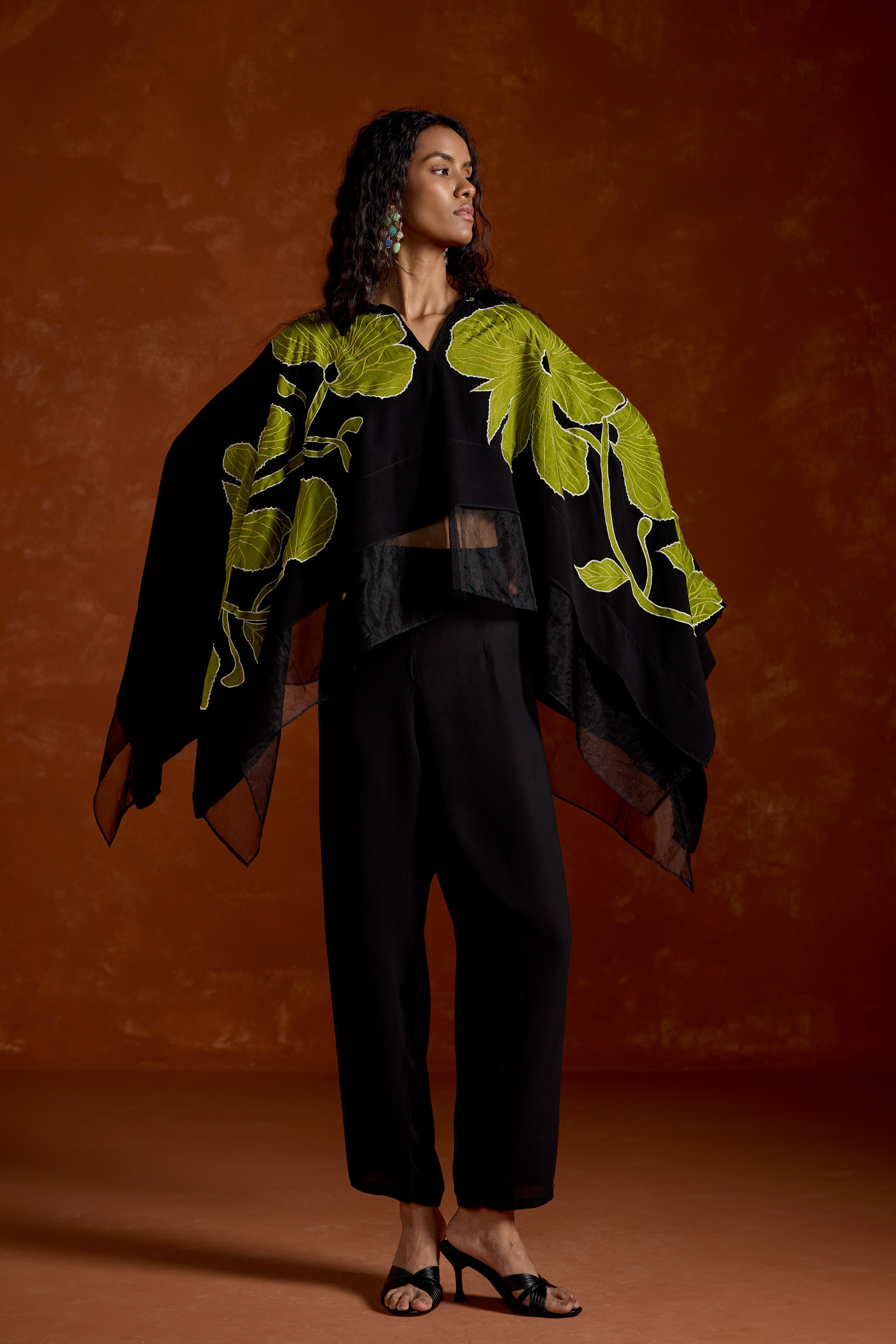 Black Embroidered Georgette Silk Co-Ord Set