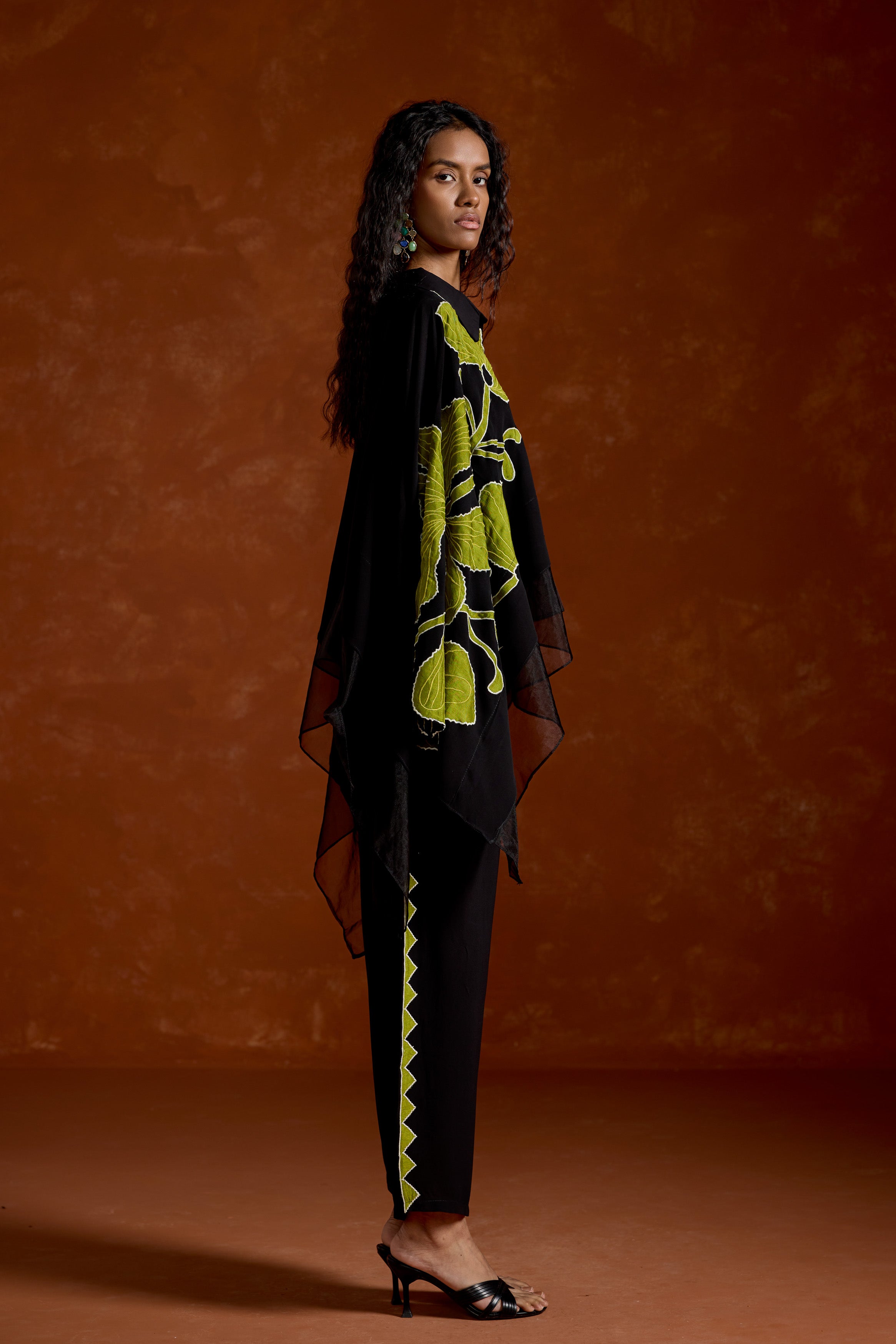 Black Embroidered Georgette Silk Co-Ord Set