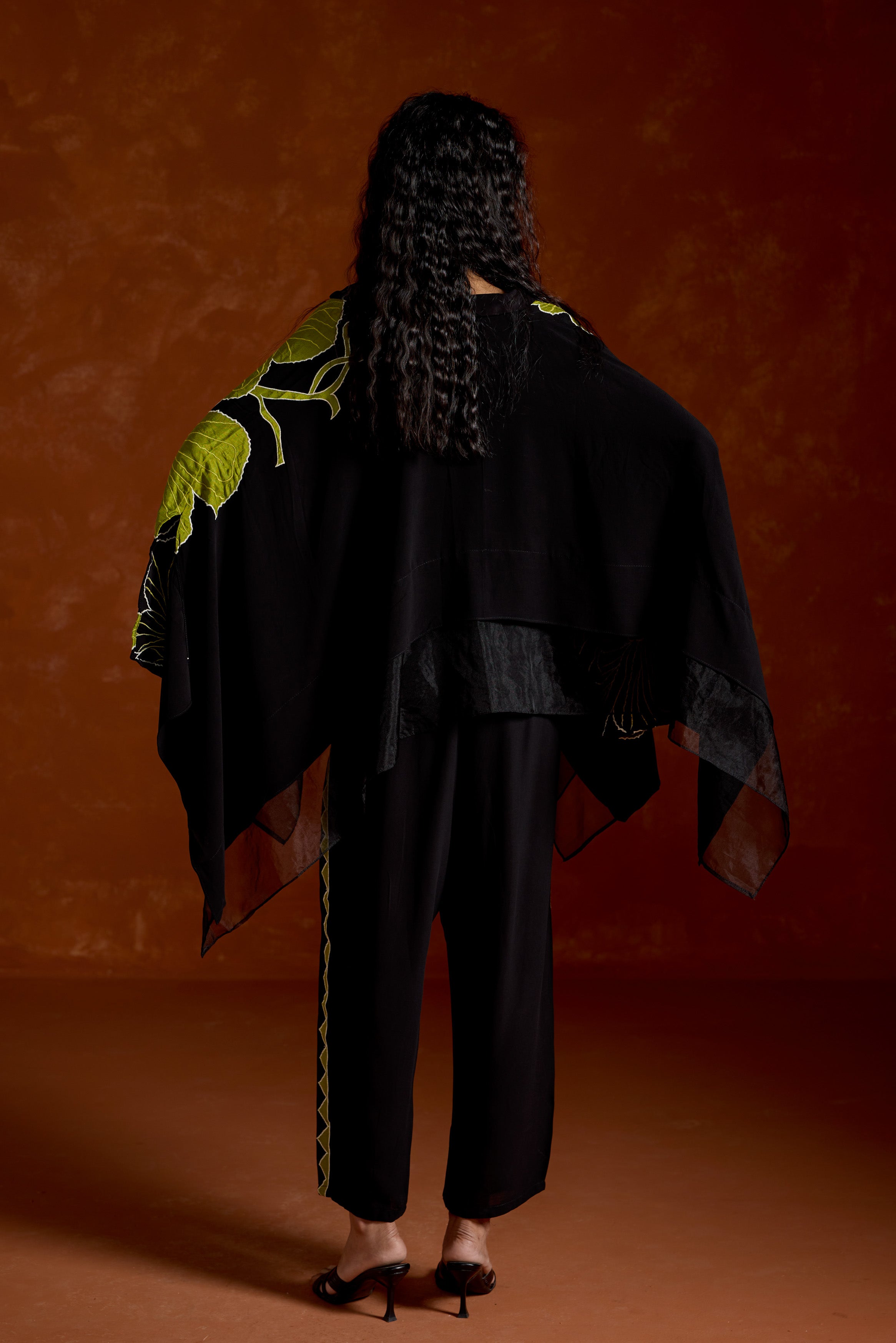 Black Embroidered Georgette Silk Co-Ord Set