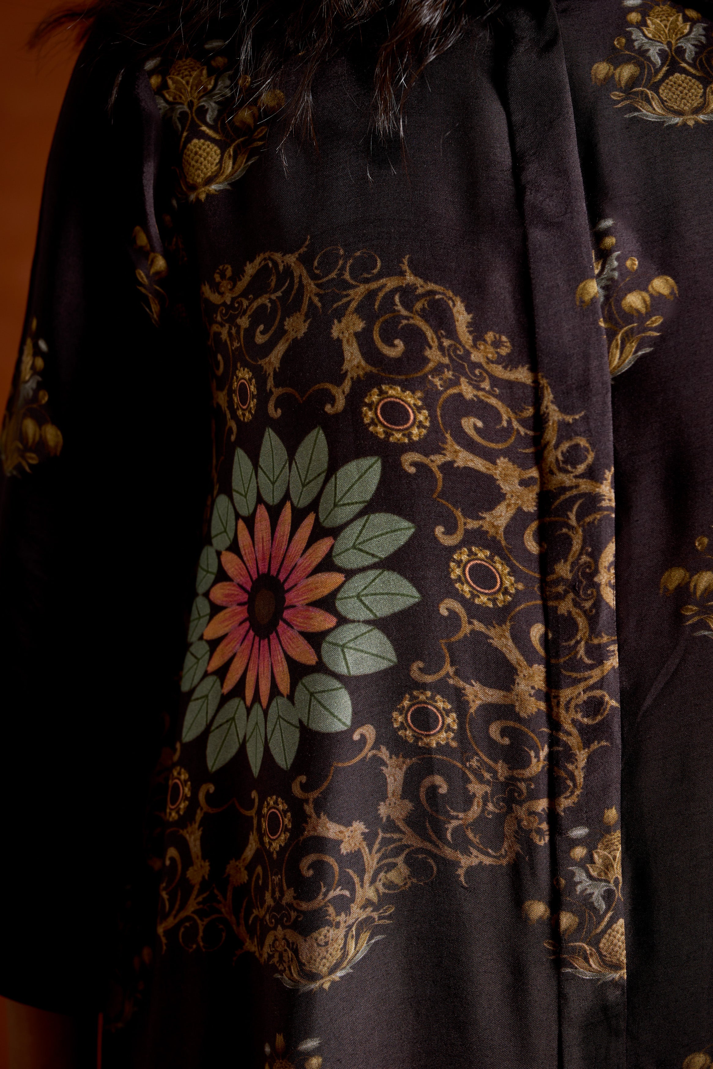 Black Printed Rayon Silk Co-Ord Set