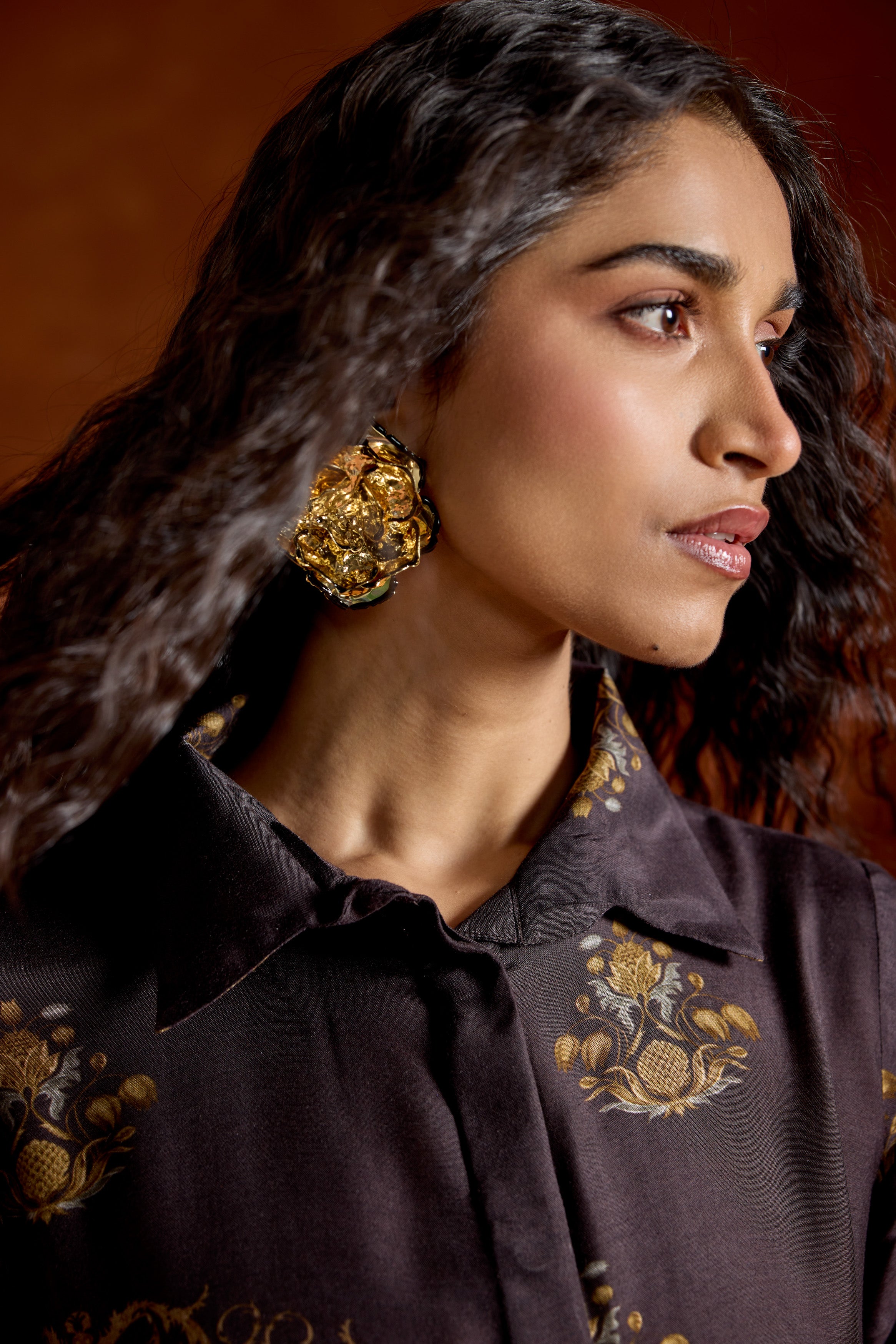 Black Printed Rayon Silk Co-Ord Set