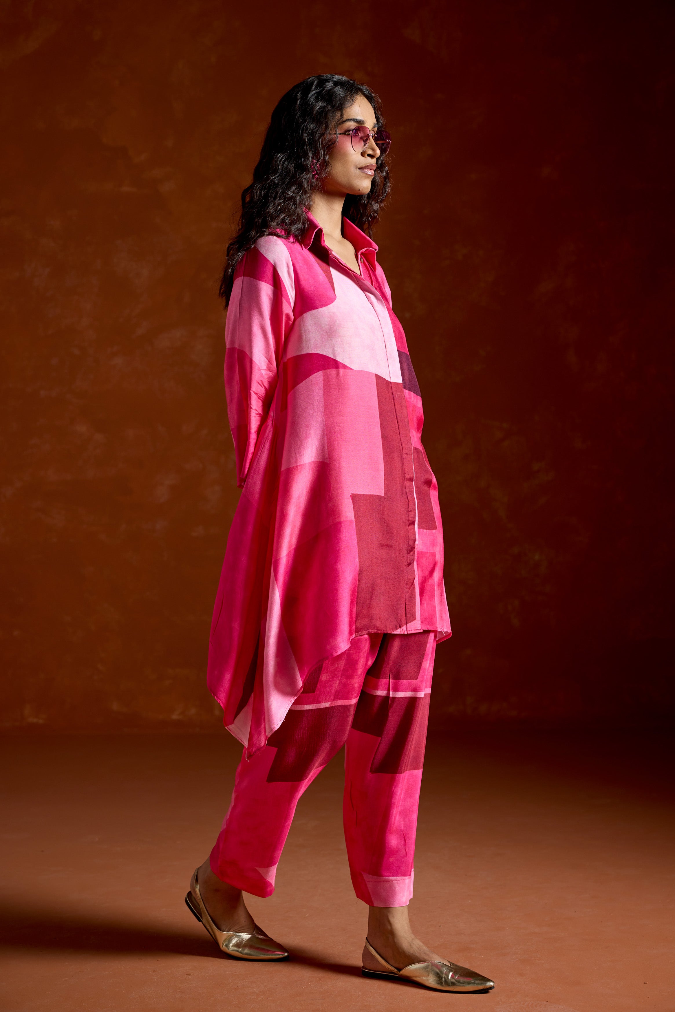 Barbie Pink Printed Rayon Silk Co-Ord Set