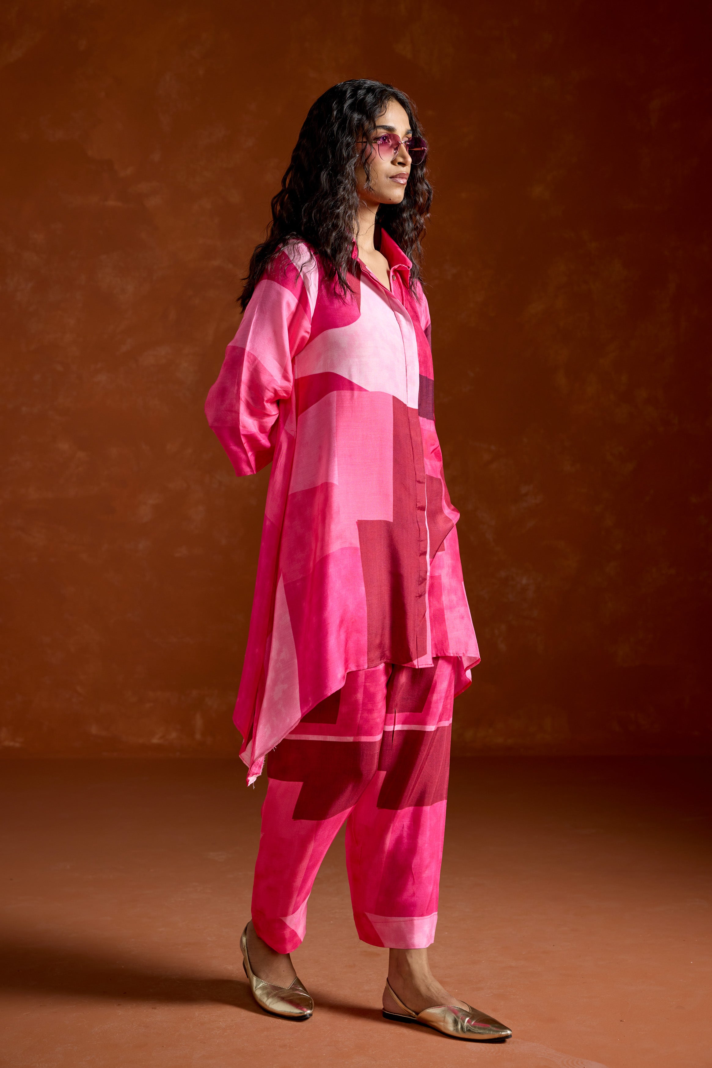 Barbie Pink Printed Rayon Silk Co-Ord Set