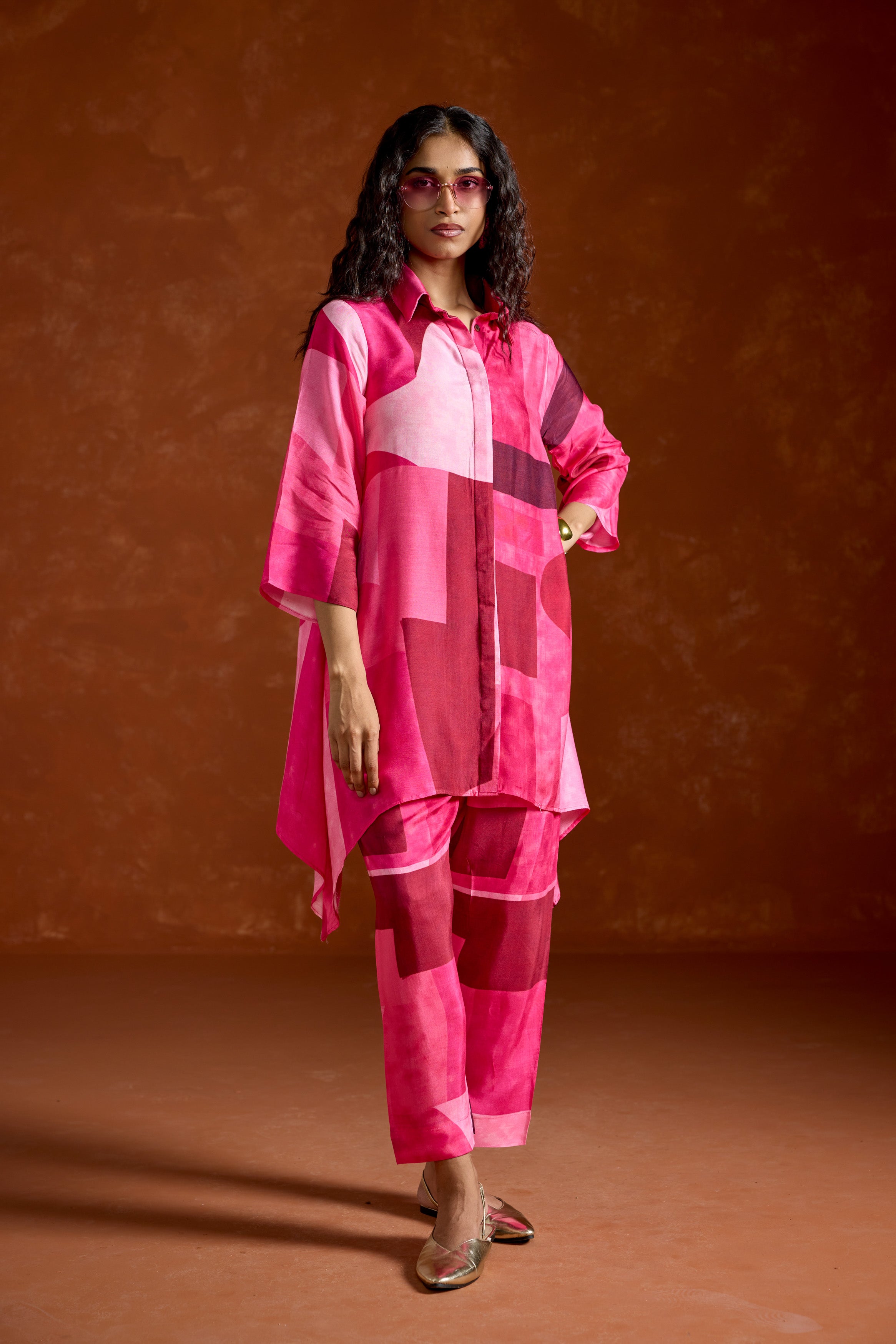 Barbie Pink Printed Rayon Silk Co-Ord Set