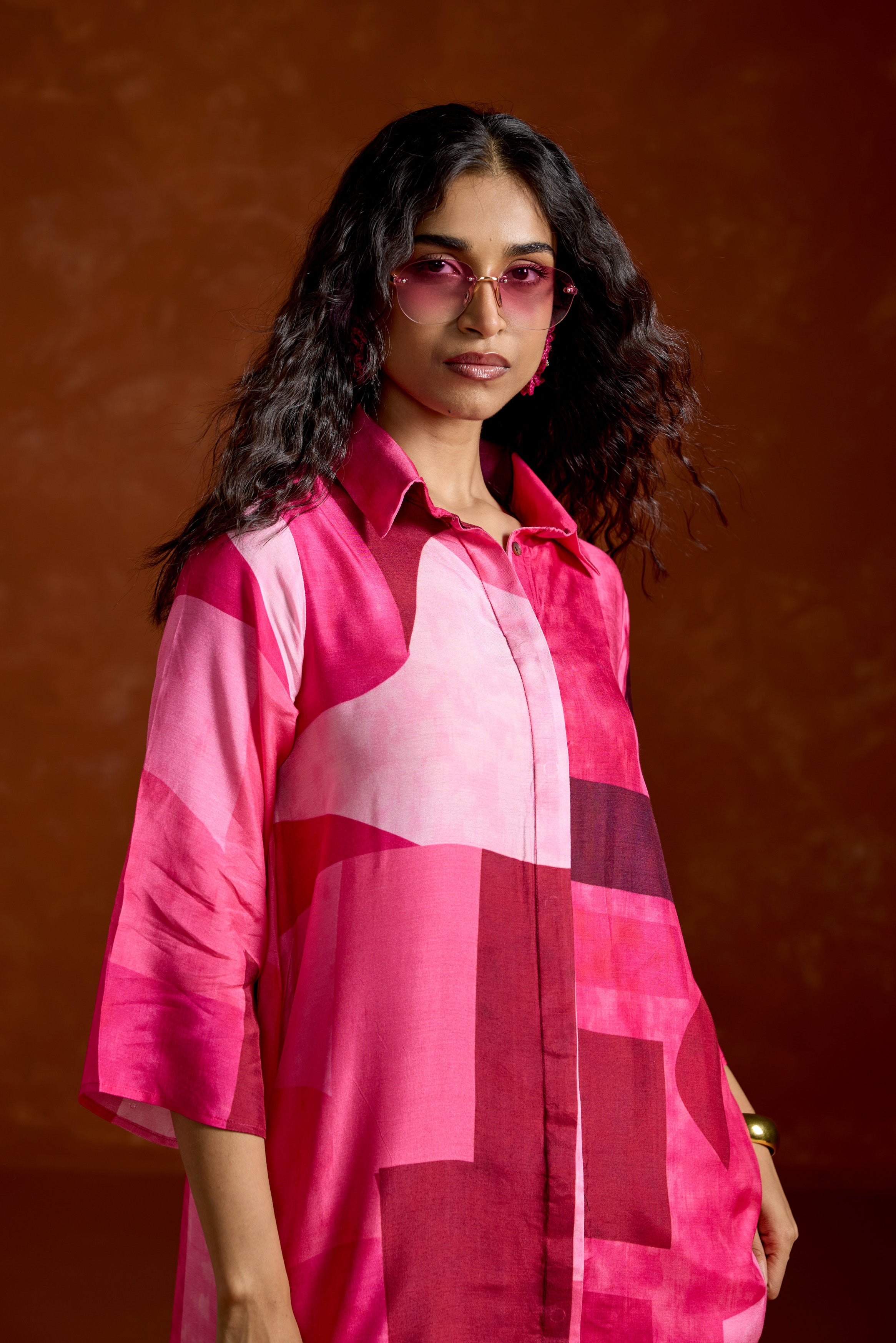Barbie Pink Printed Rayon Silk Co-Ord Set