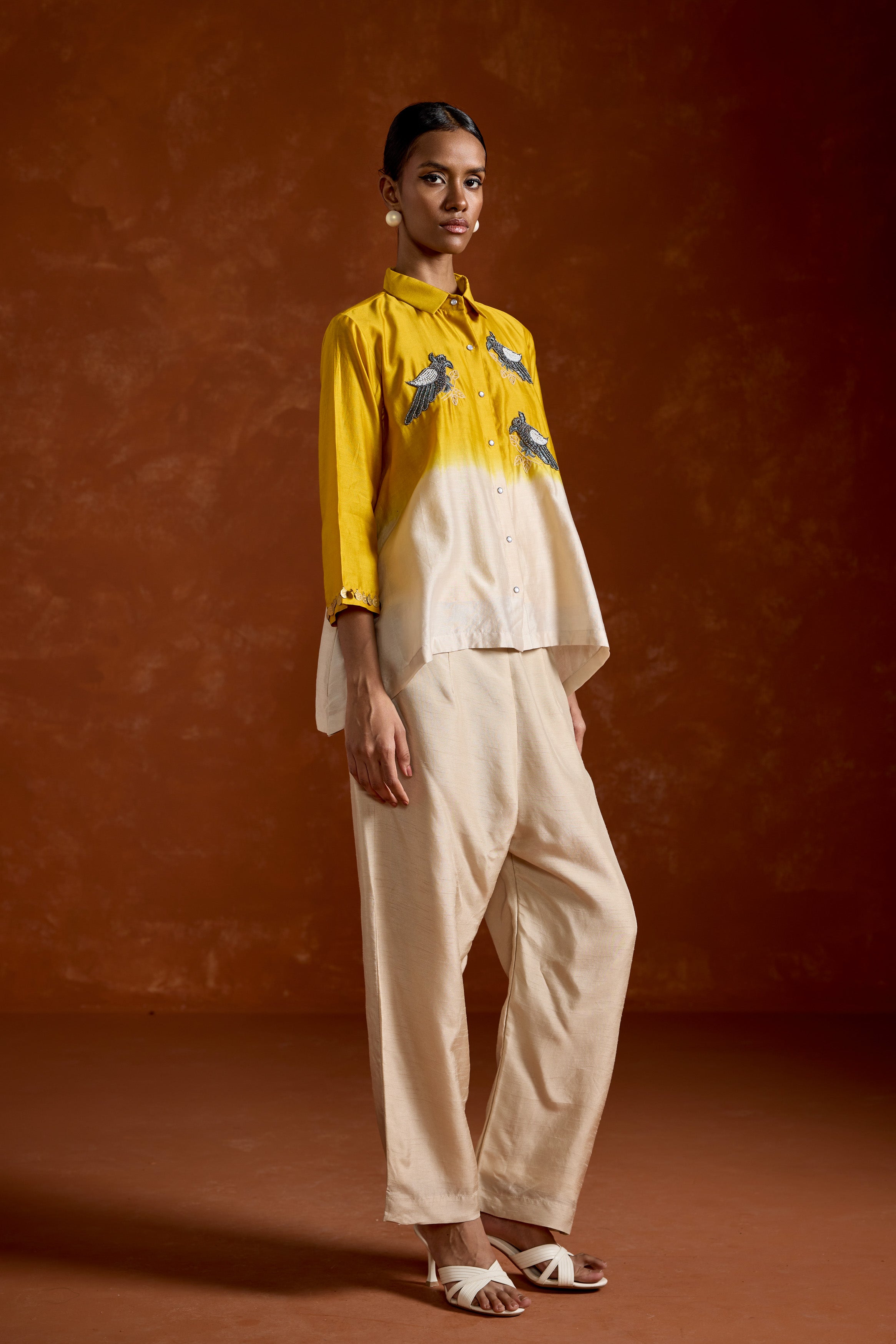 Golden Yellow Embellished Raw Silk Co-Ord Set