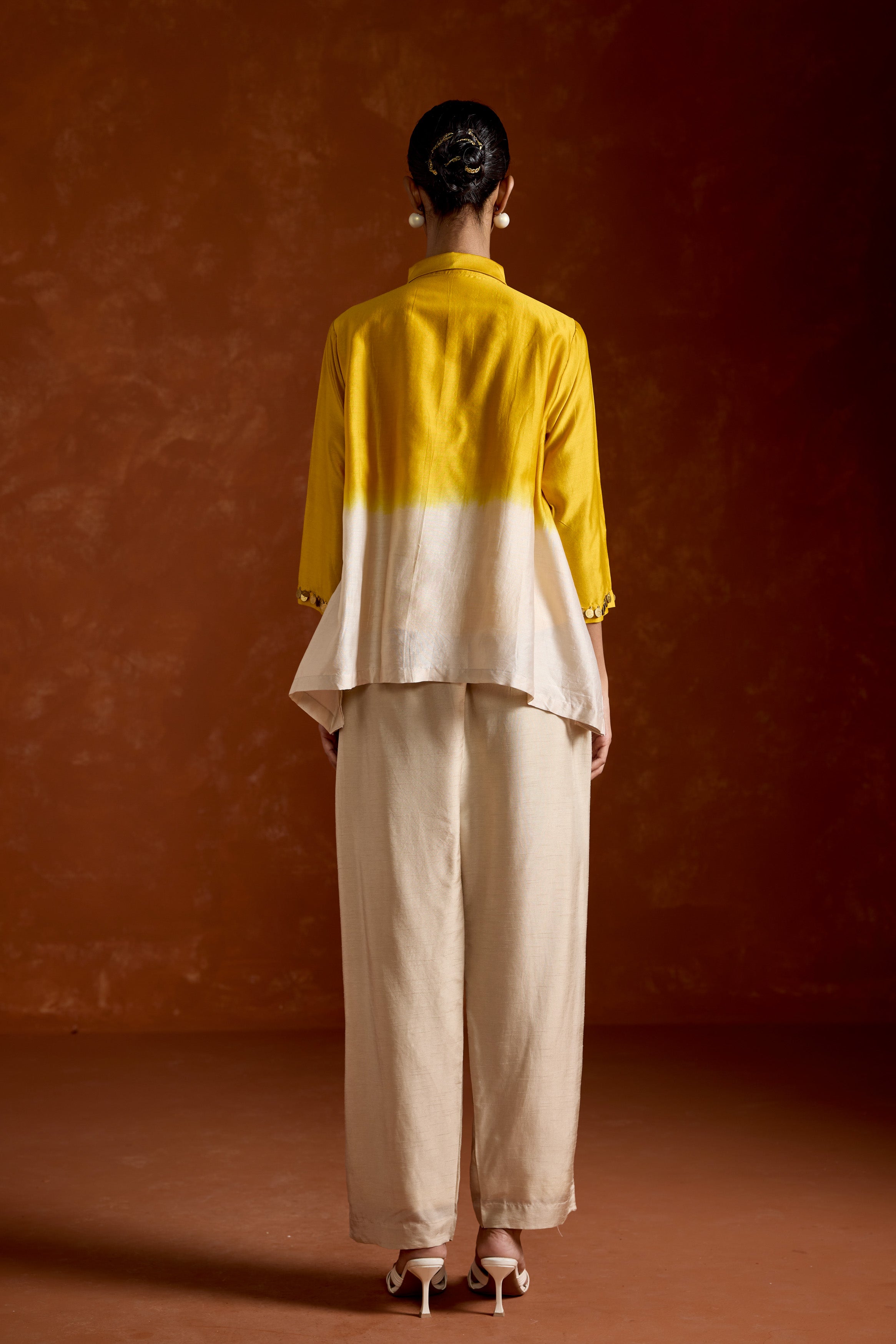 Golden Yellow Embellished Raw Silk Co-Ord Set