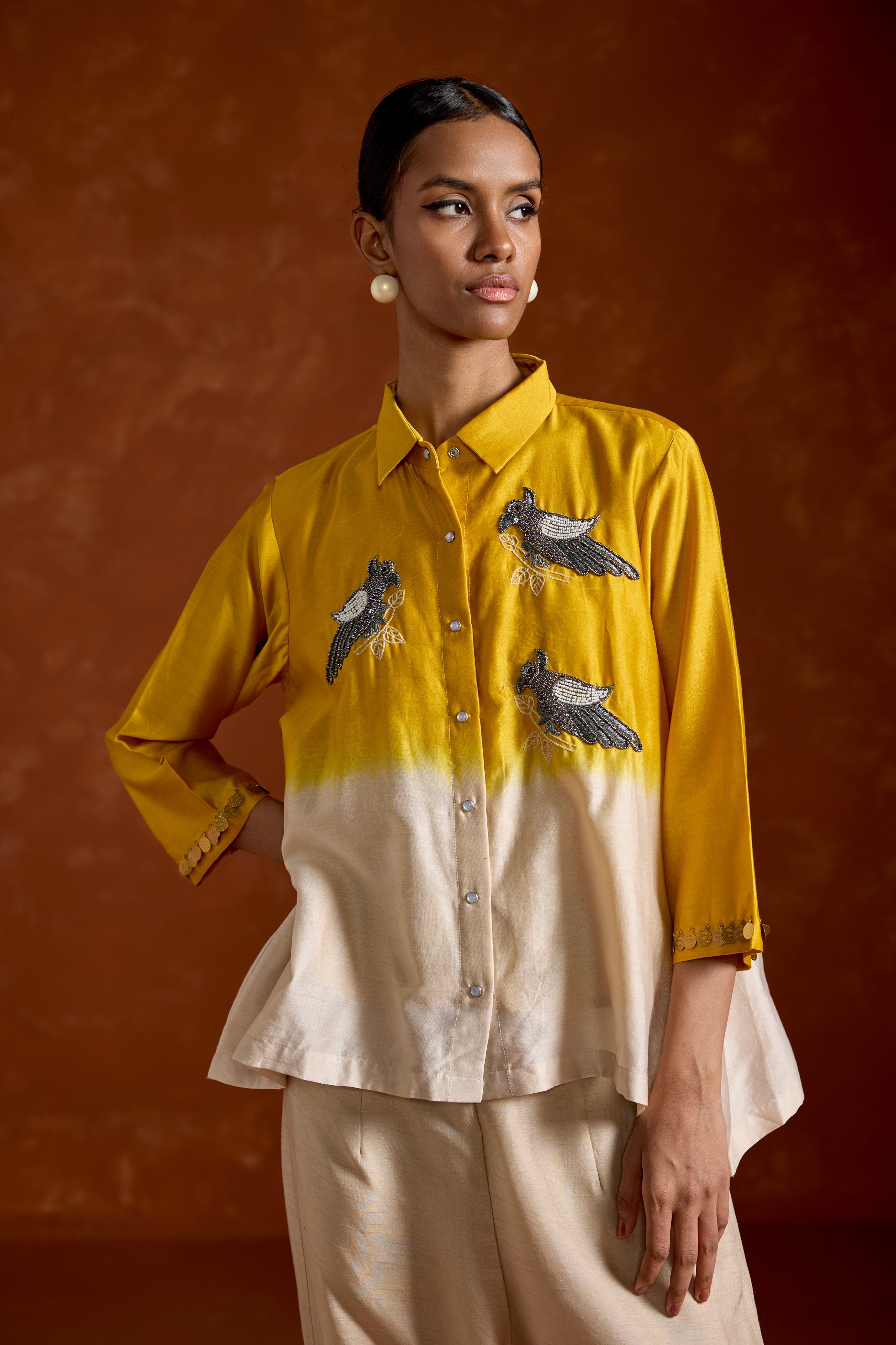 Golden Yellow Embellished Raw Silk Co-Ord Set