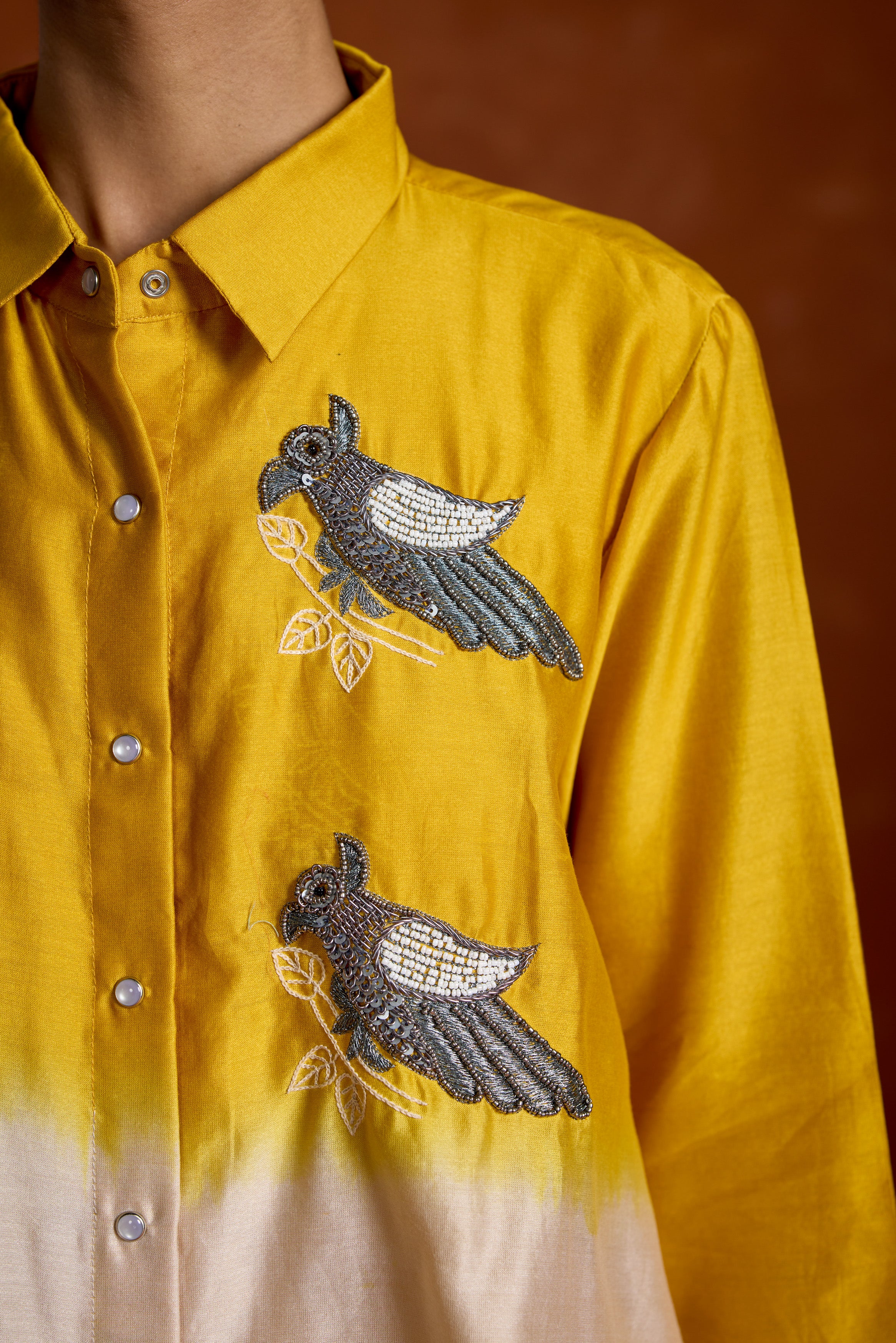 Golden Yellow Embellished Raw Silk Co-Ord Set